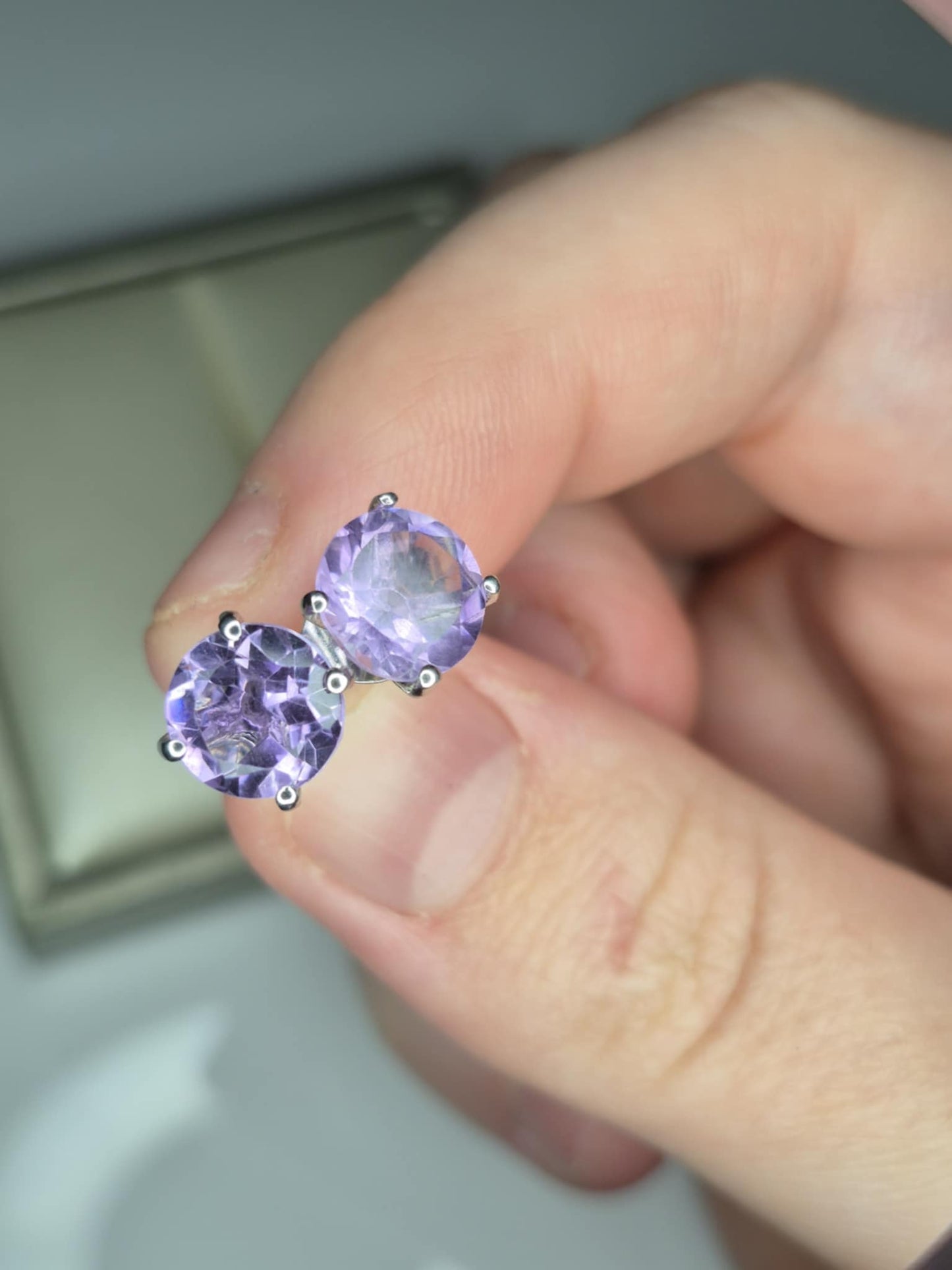 3.70 Ct. AAA Rose De France Amethyst Solitaire Stud Earring in 925 Sterling Silver