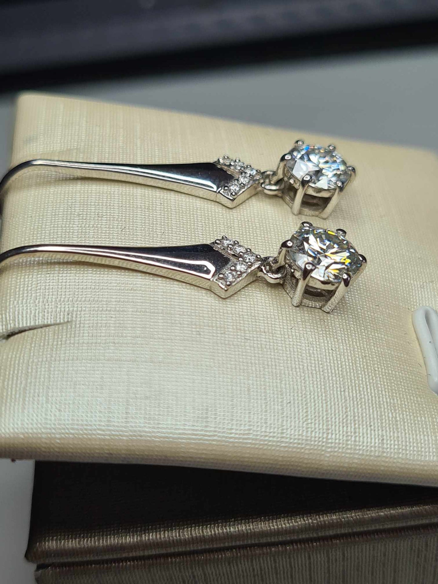 1.52ct Moissanite Drop Earrings in Rhodium Overlay 925 Sterling Silver