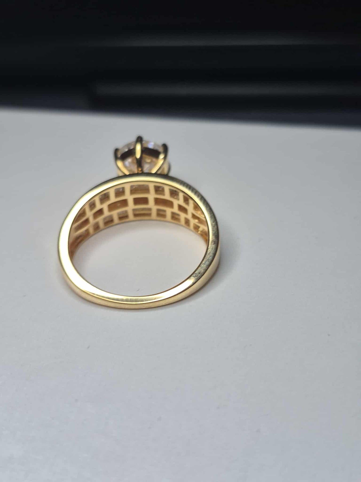 3.15ct Moissanite Ring in 18K Gold Overlay 925 Sterling Silver SIZE R