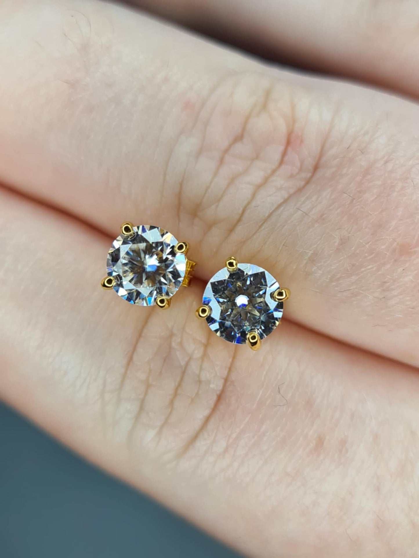 1.50ct Moissanite Solitaire stud Earring 18k Gold Overlay 925 Sterling Silver