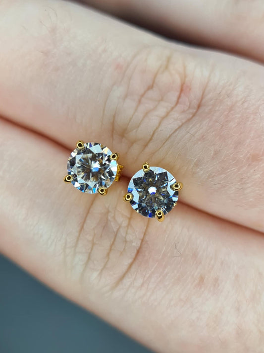 1.50ct Moissanite Solitaire stud Earring 18k Gold Overlay 925 Sterling Silver