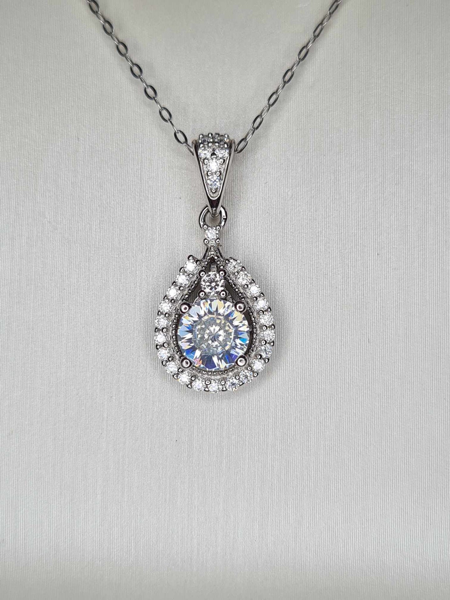 1.08ct Moissanite Necklace in Rhodium Overlay 925 Sterling Silver