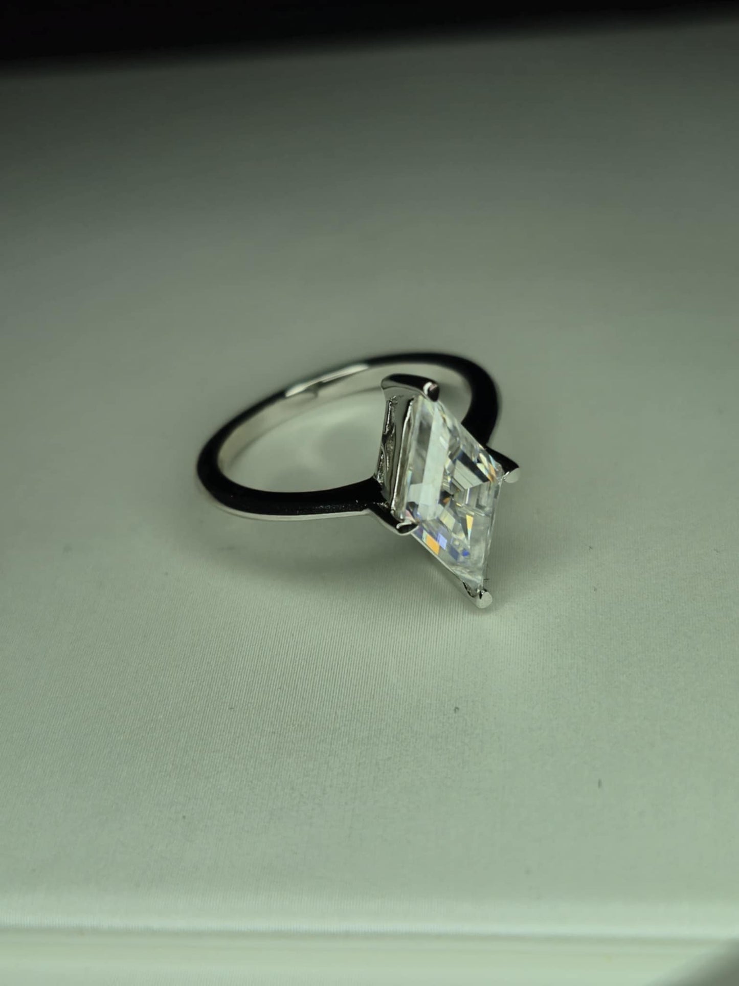 2.40ct Moissanite Solitaire Ring in Rhodium Overlay 925 Sterling Silver SIZE O