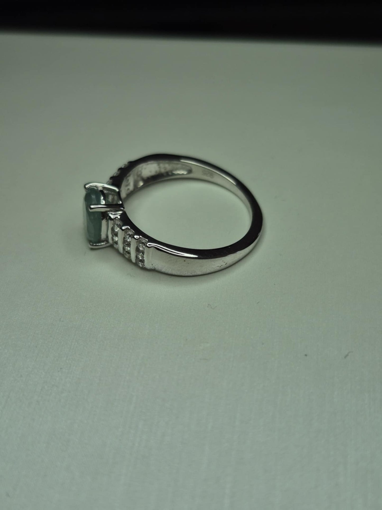 1.60ct Grandidierite & Natural Zircon Ring in Rhodium Overlay 925 Sterling Silver SIZE N
