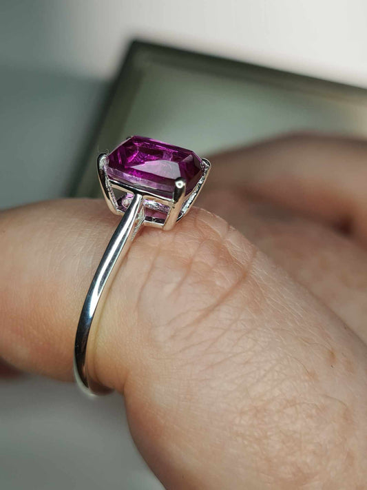 1.714ct Patroke Kunzite Quartz Solitaire Ring 925 Sterling Silver SIZE O