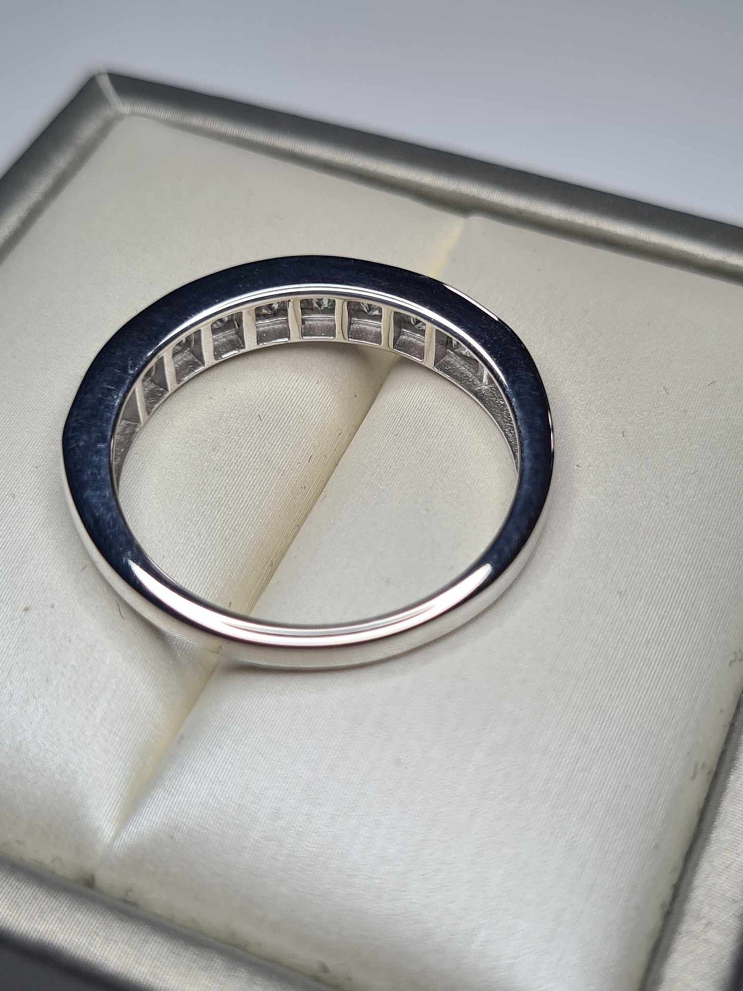 1.36 Ct Moissanite Half Eternity Band Ring in Platinum Overlay Sterling Silver SIZE V