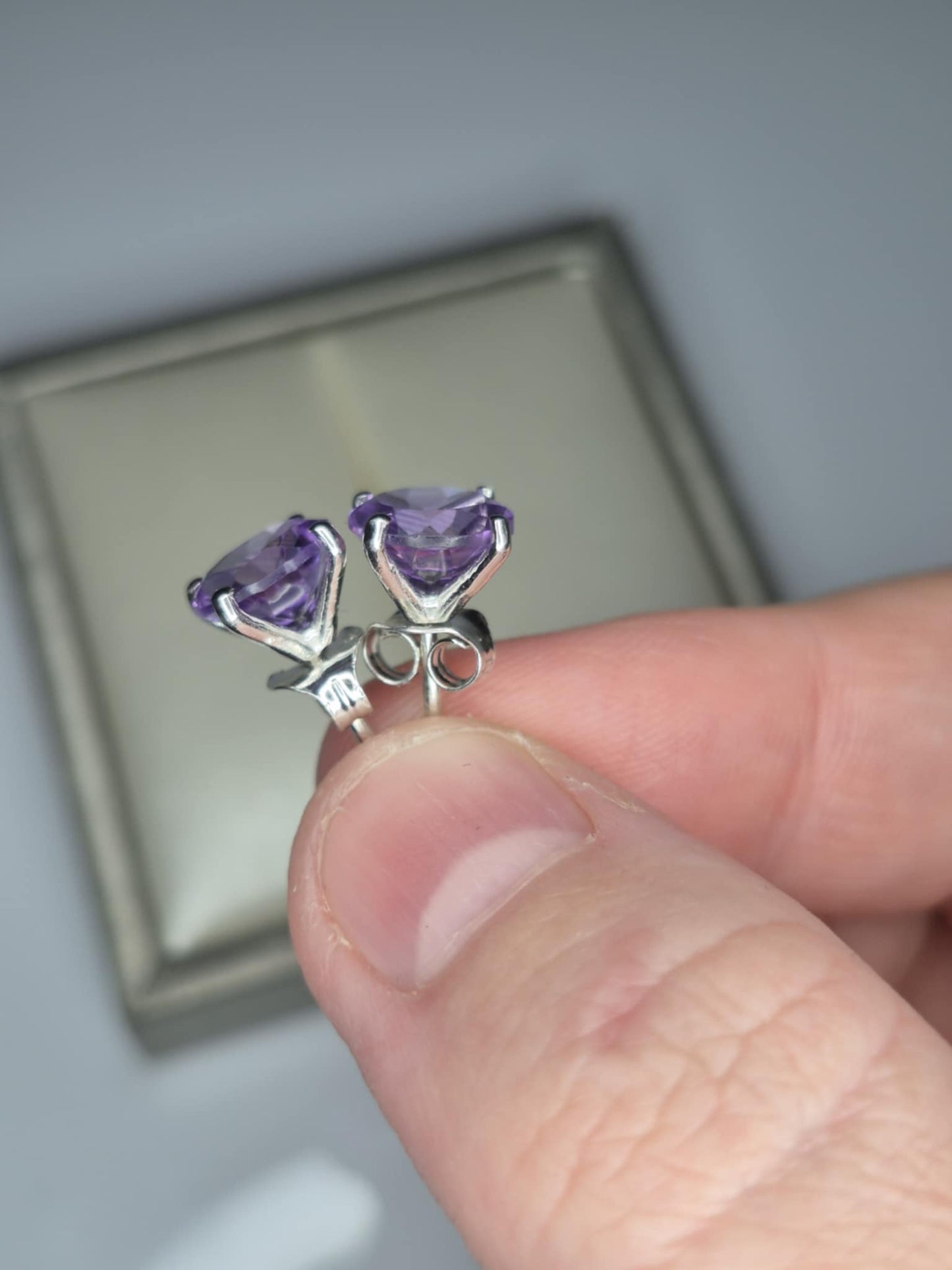 3.70 Ct. AAA Rose De France Amethyst Solitaire Stud Earring in 925 Sterling Silver