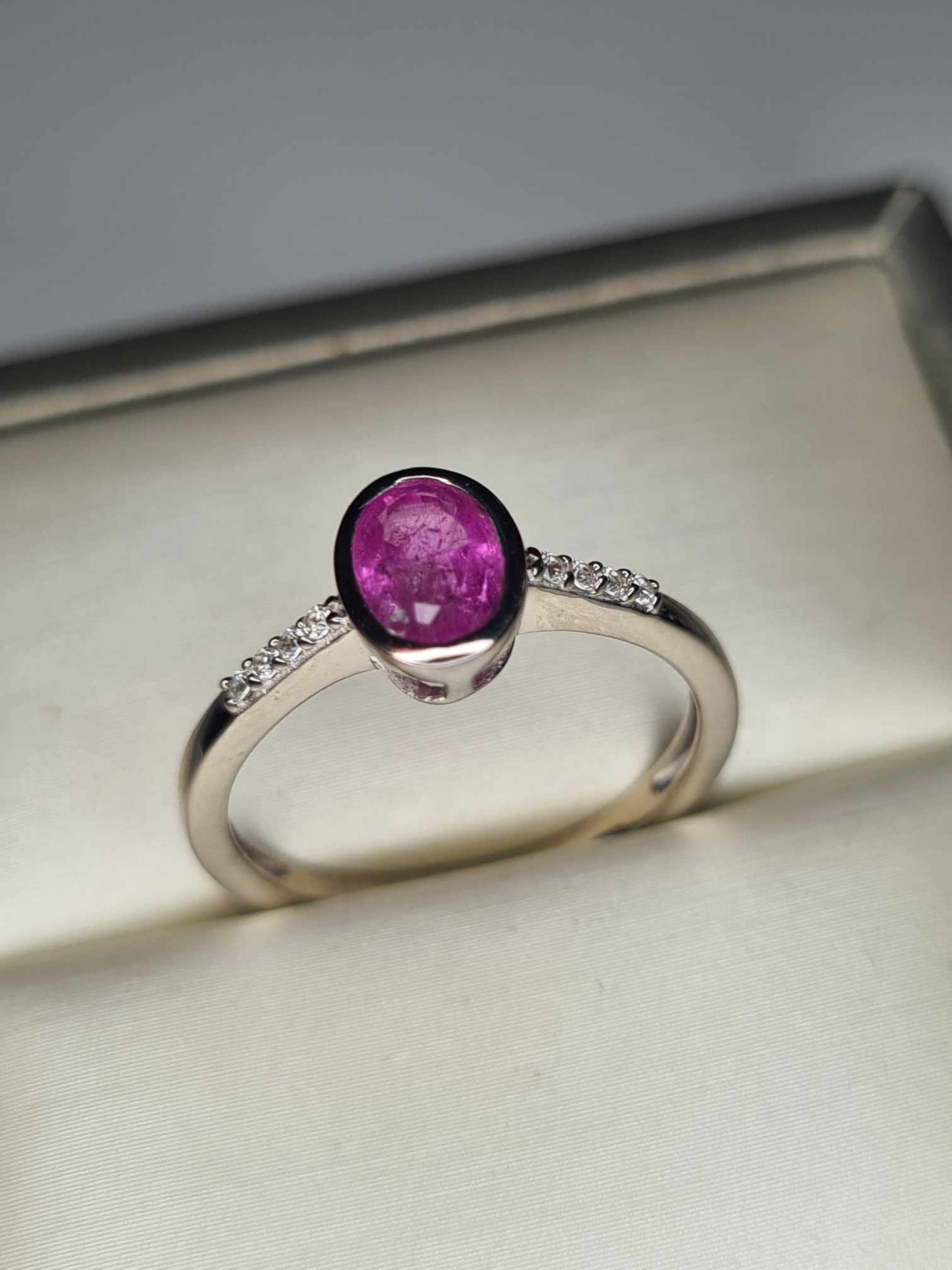 1.22ct Sapphire Natural Zircon Ring in Platinum Overlay 925 Sterling Silver SIZES L,O