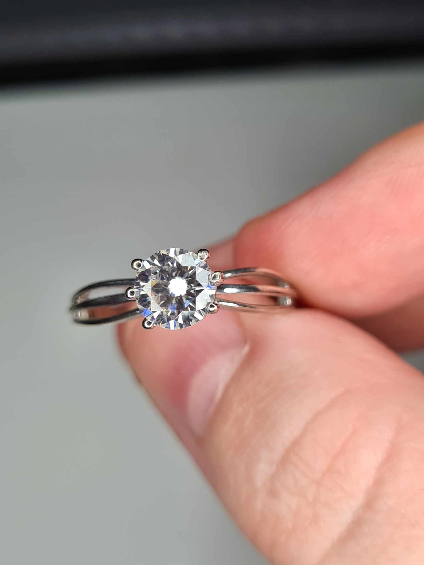 0.722ct. Moissanite Solitaire Ring 925 Sterling Silver Platinum Overlay SIZES L,M,S