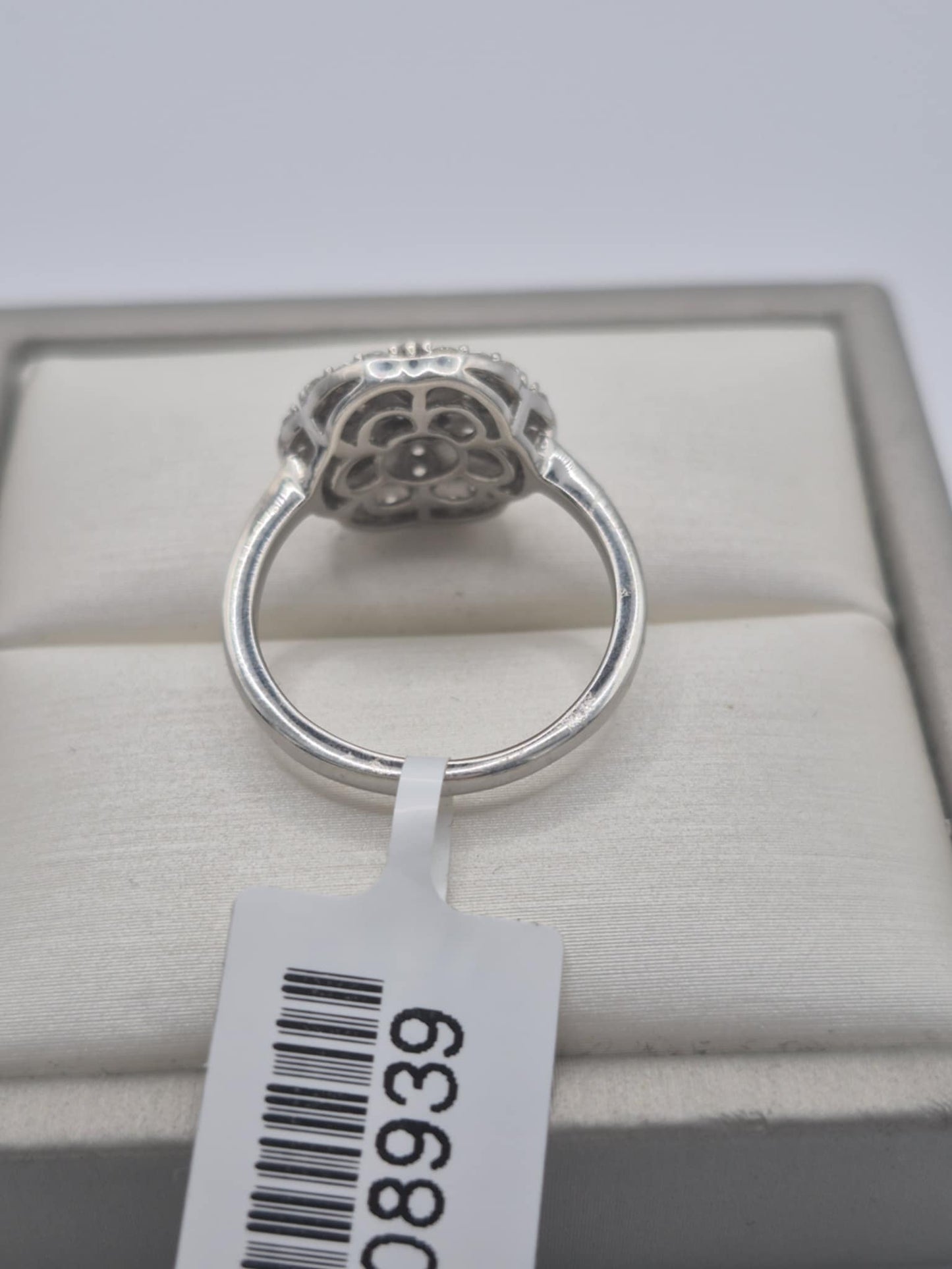 1.38 Ct. Swarovski Zirconia Floral Ring Platinum Overlay 925 Sterling Silver SIZE O