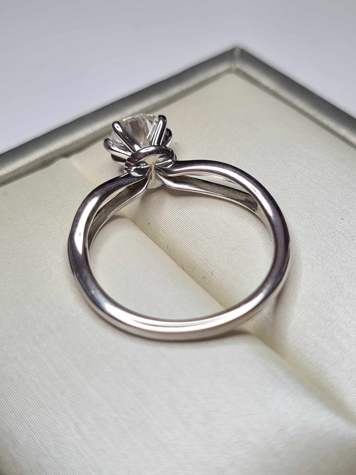 0.722ct. Moissanite Solitaire Ring 925 Sterling Silver Platinum Overlay SIZES L,M,S