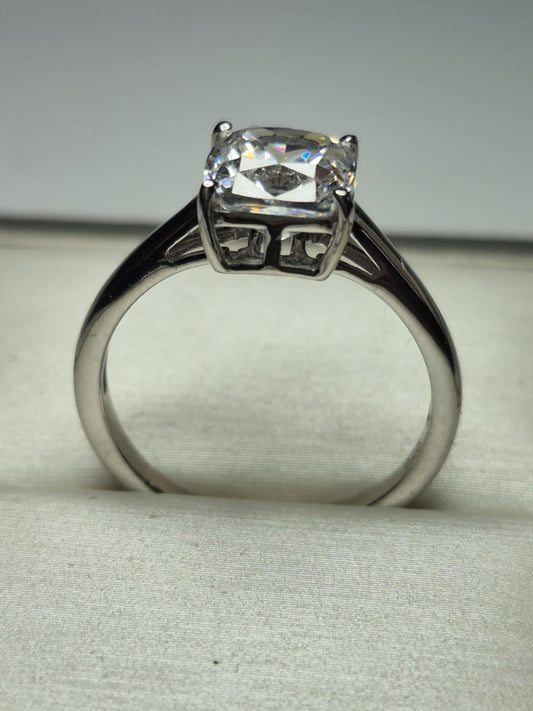 4.63ct Swarovski Zirconia Solitaire Ring in Rhodium Overlay 925 Sterling Silver