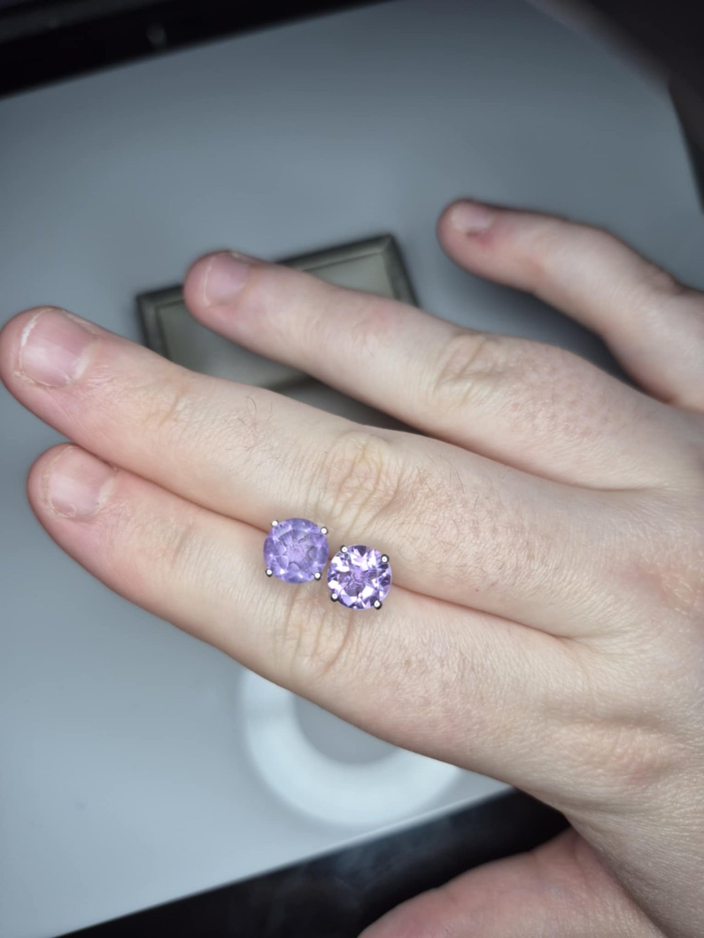 3.70 Ct. AAA Rose De France Amethyst Solitaire Stud Earring in 925 Sterling Silver