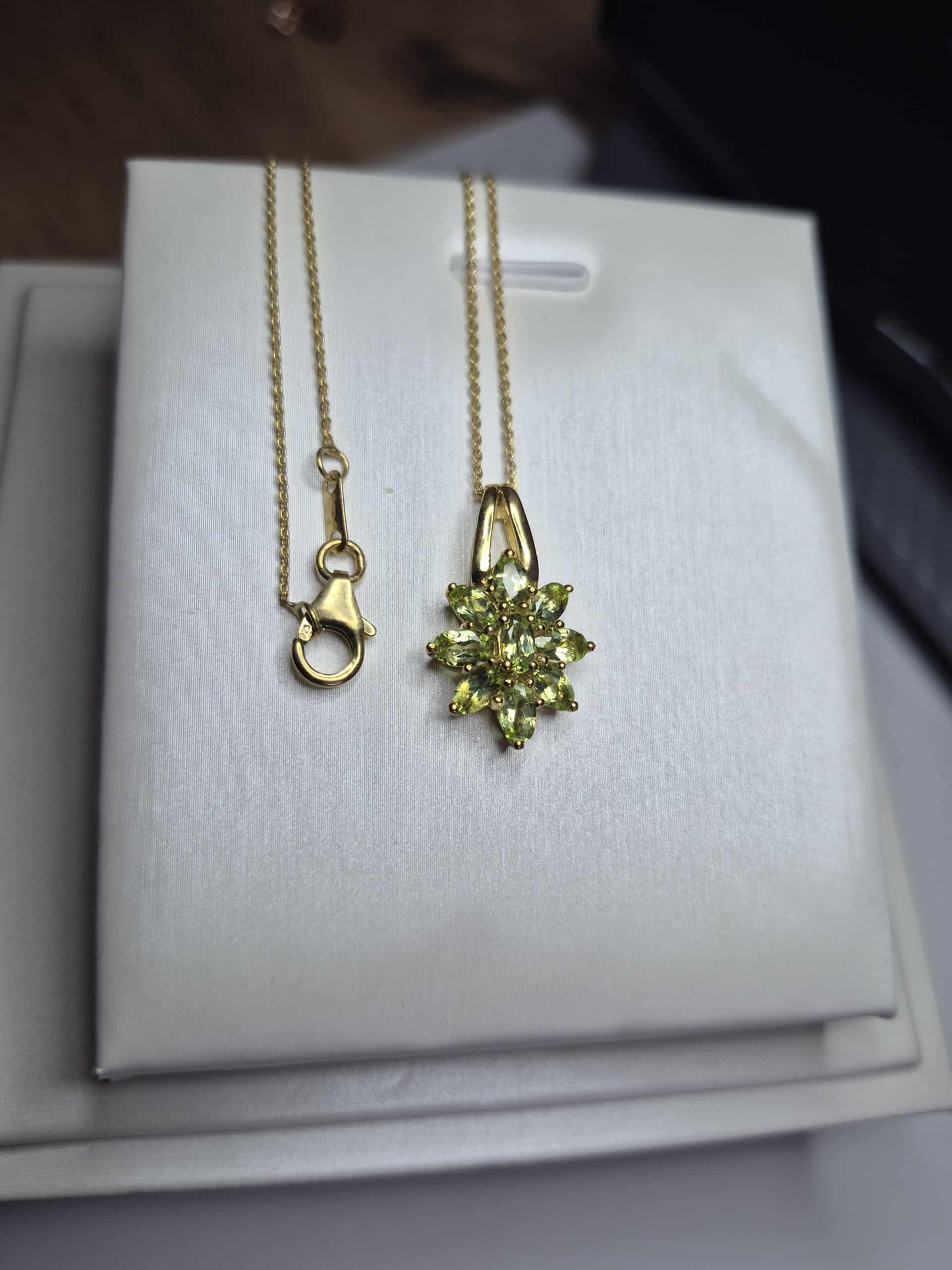 2.07ct Natural Hebei Peridot Necklace 18K Gold Overlay 925 Sterling Silver