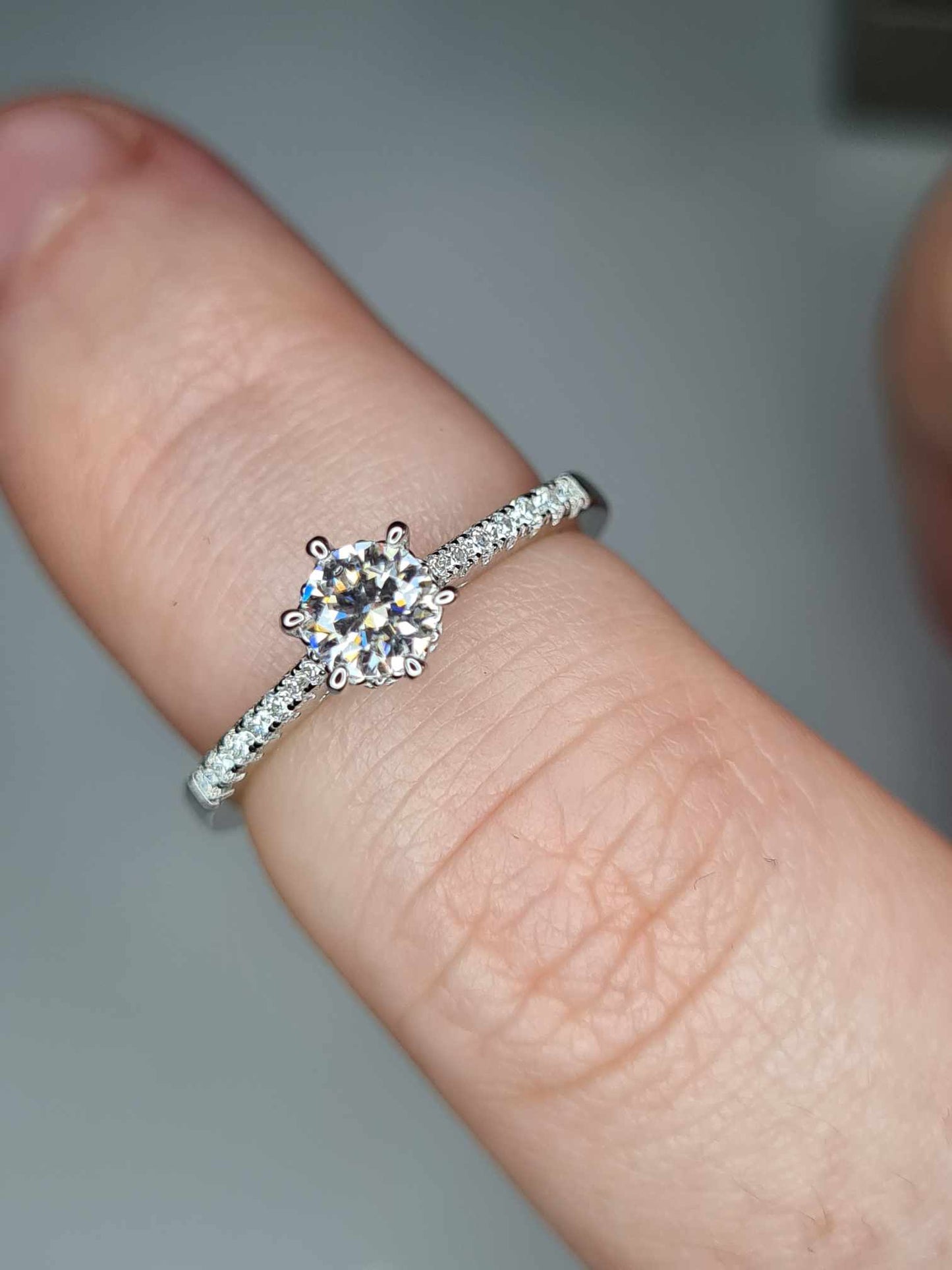 0.42ct Moissanite Engagement ring Rhodium Overlay 925 Sterling Silver