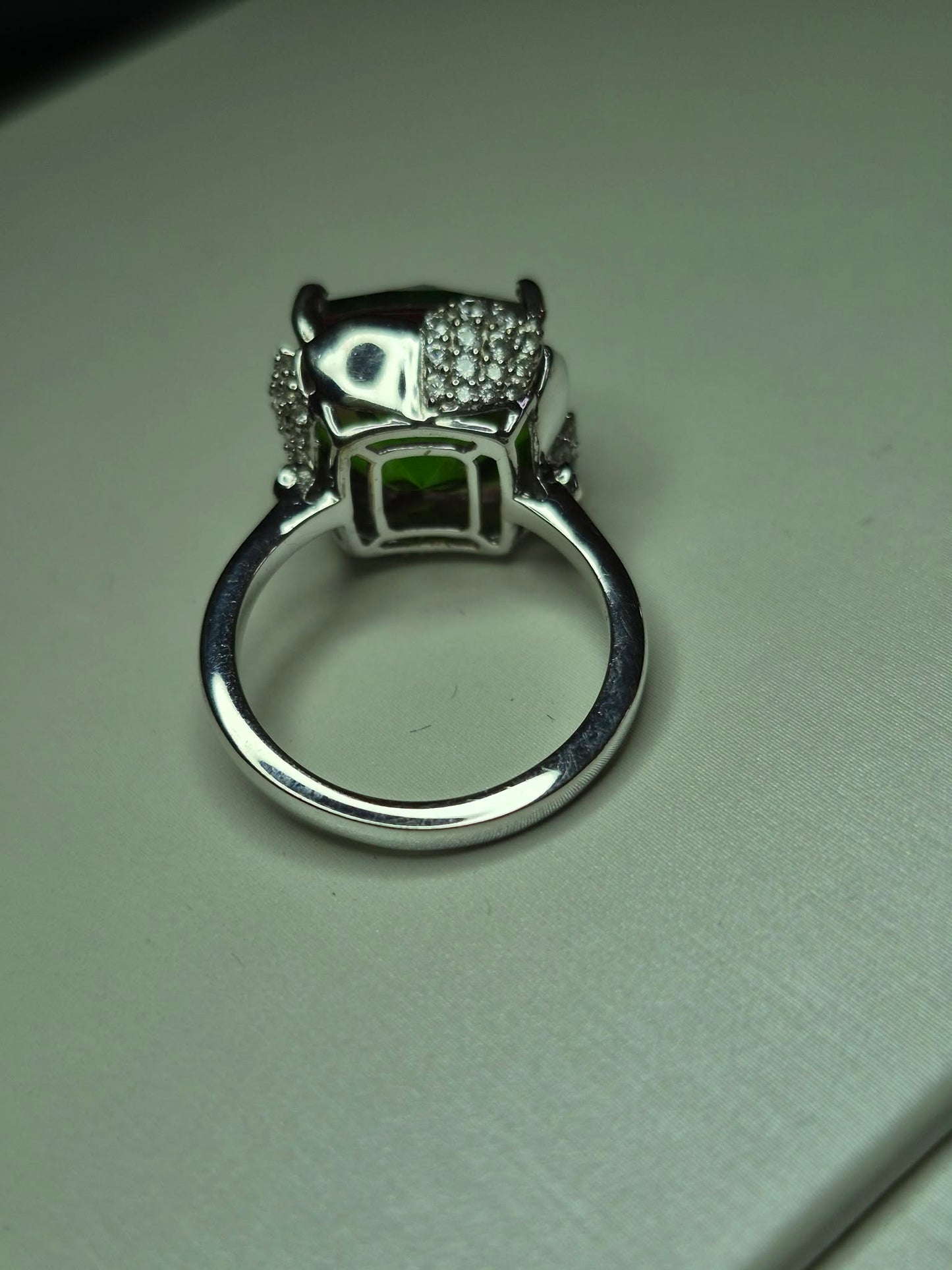 9ct Watermelon Quartz & White Zircon Solitaire Ring in 925 Sterling Silver