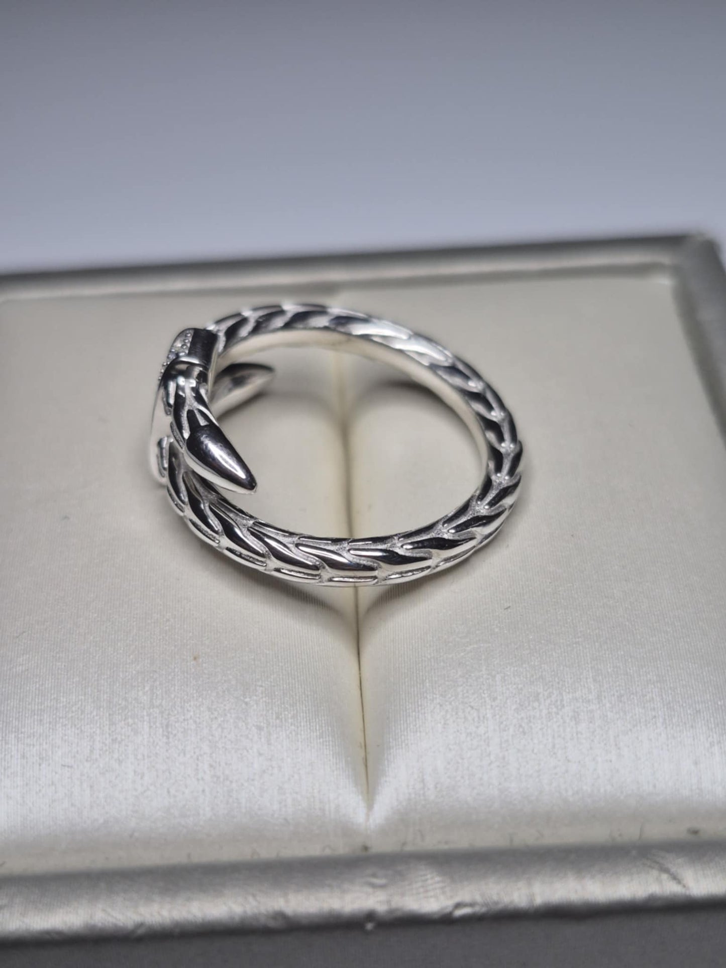 Moissanite Serpent Ring in Rhodium Overlay 925 Sterling Silver