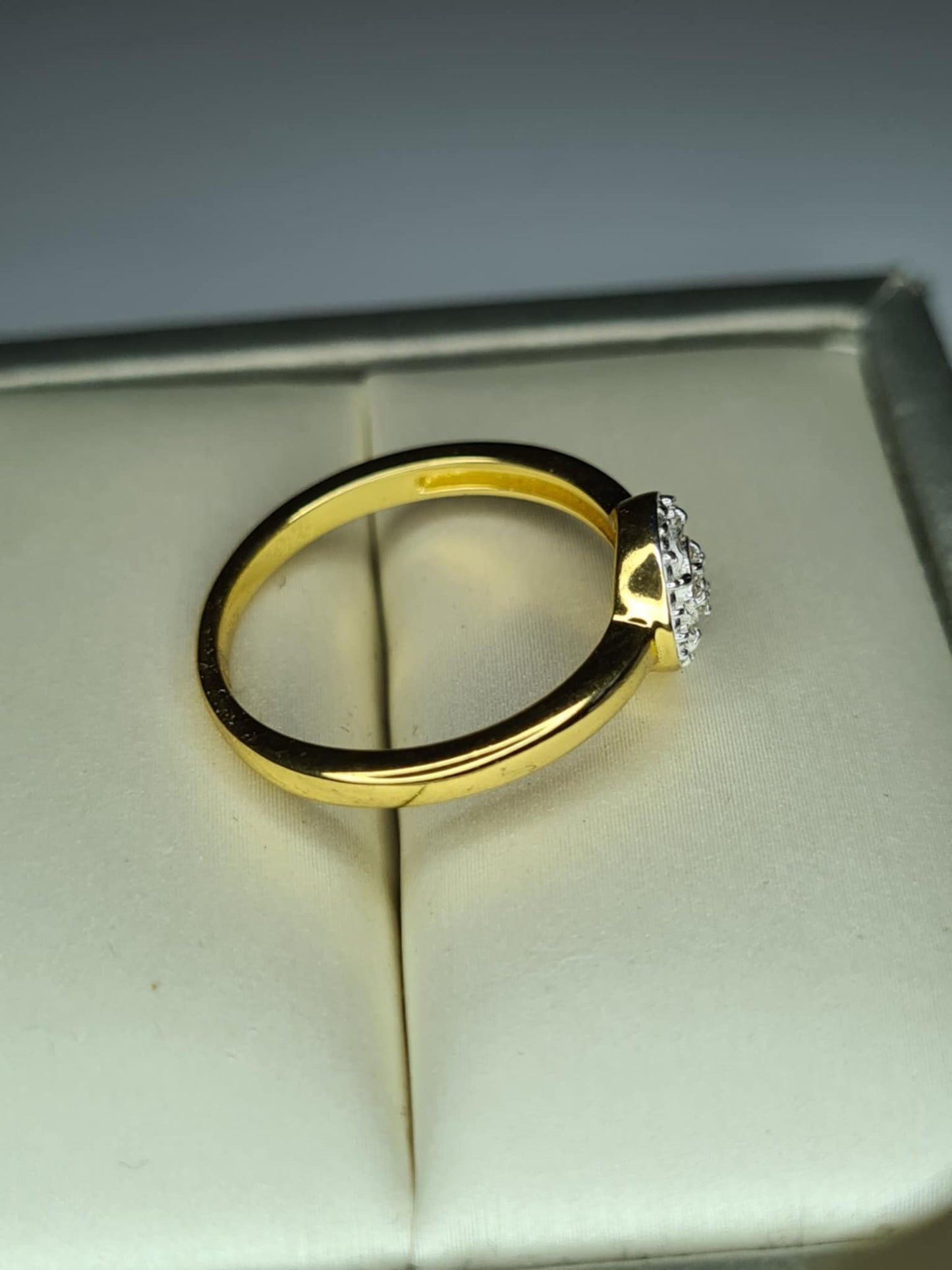 Natural White Diamond Ring in 18K Yellow Gold Overlay 925 Sterling Silver