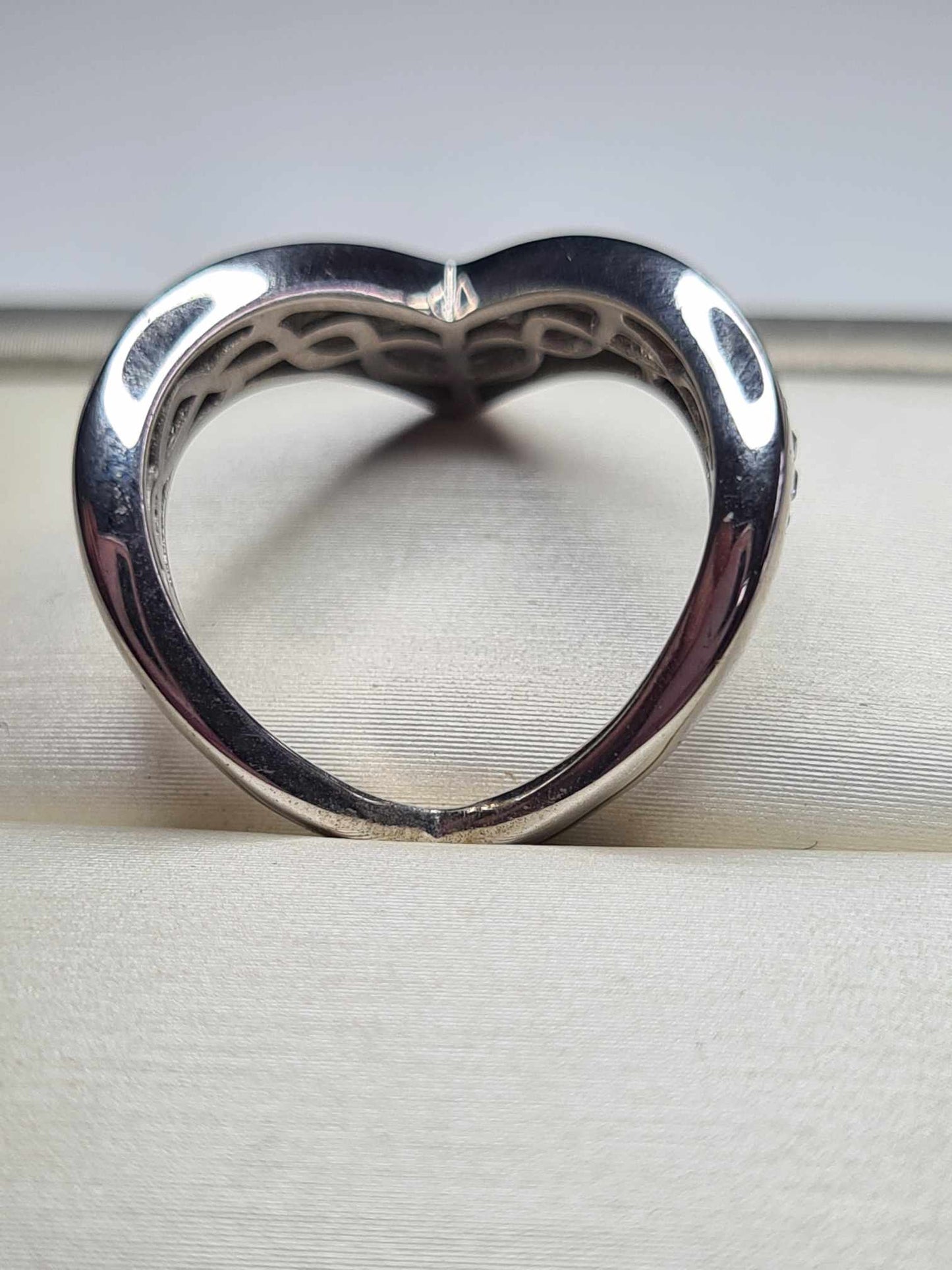 0.45ct Moissanite Wishbone Ring in Platinum Overlay 925 Sterling Silver SIZE L