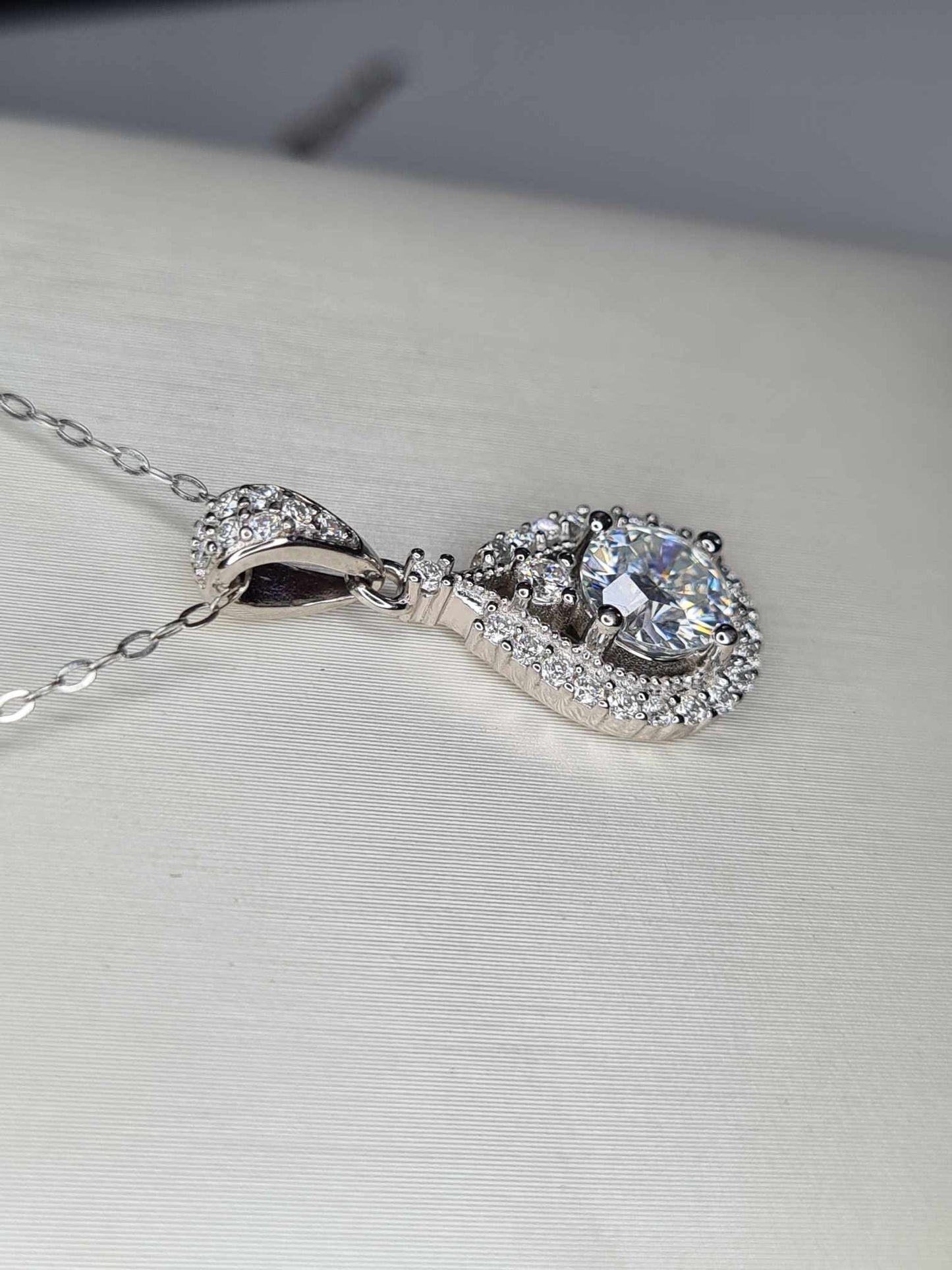 1.08ct Moissanite Necklace in Rhodium Overlay 925 Sterling Silver