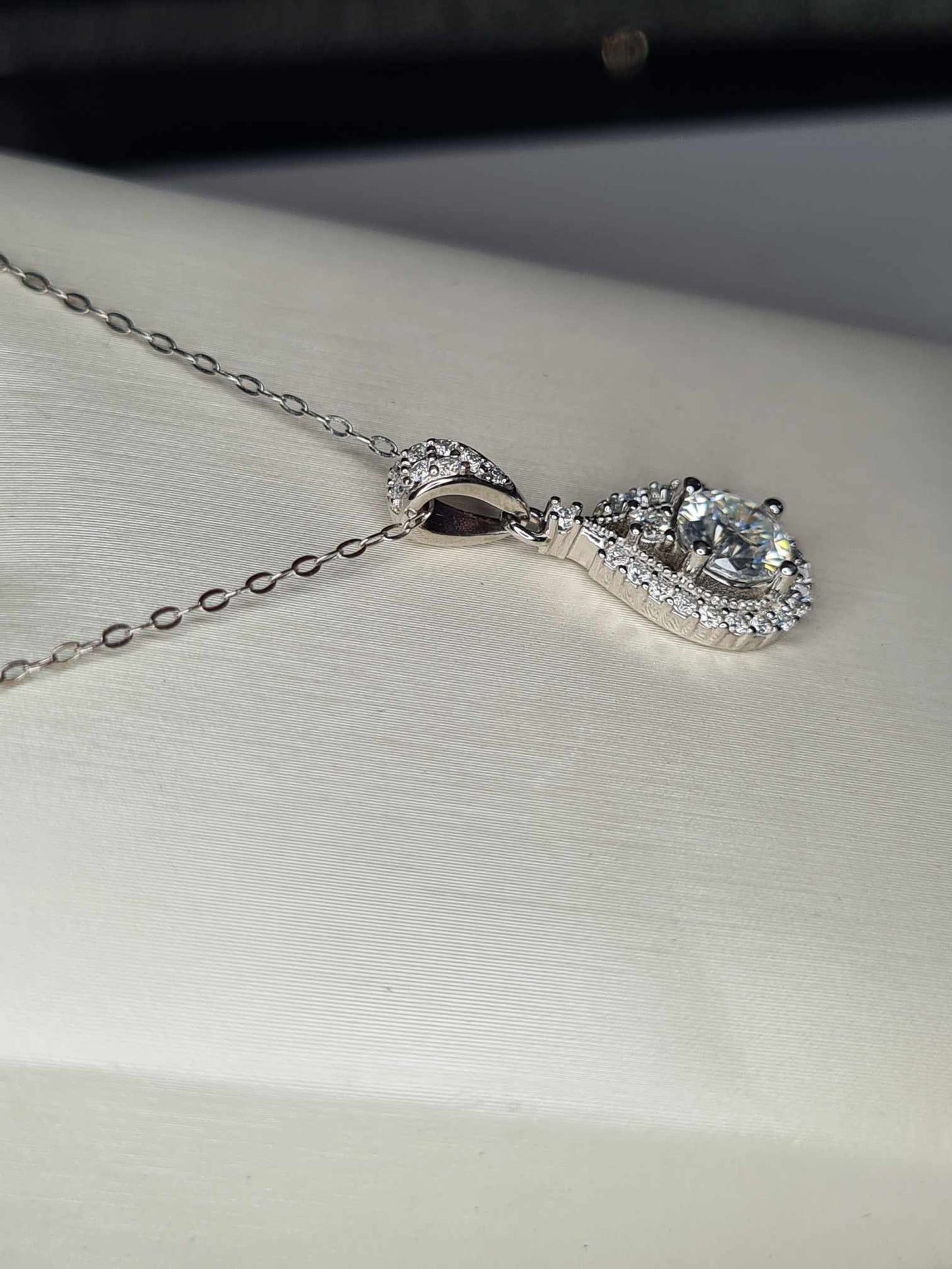 1.08ct Moissanite Necklace in Rhodium Overlay 925 Sterling Silver