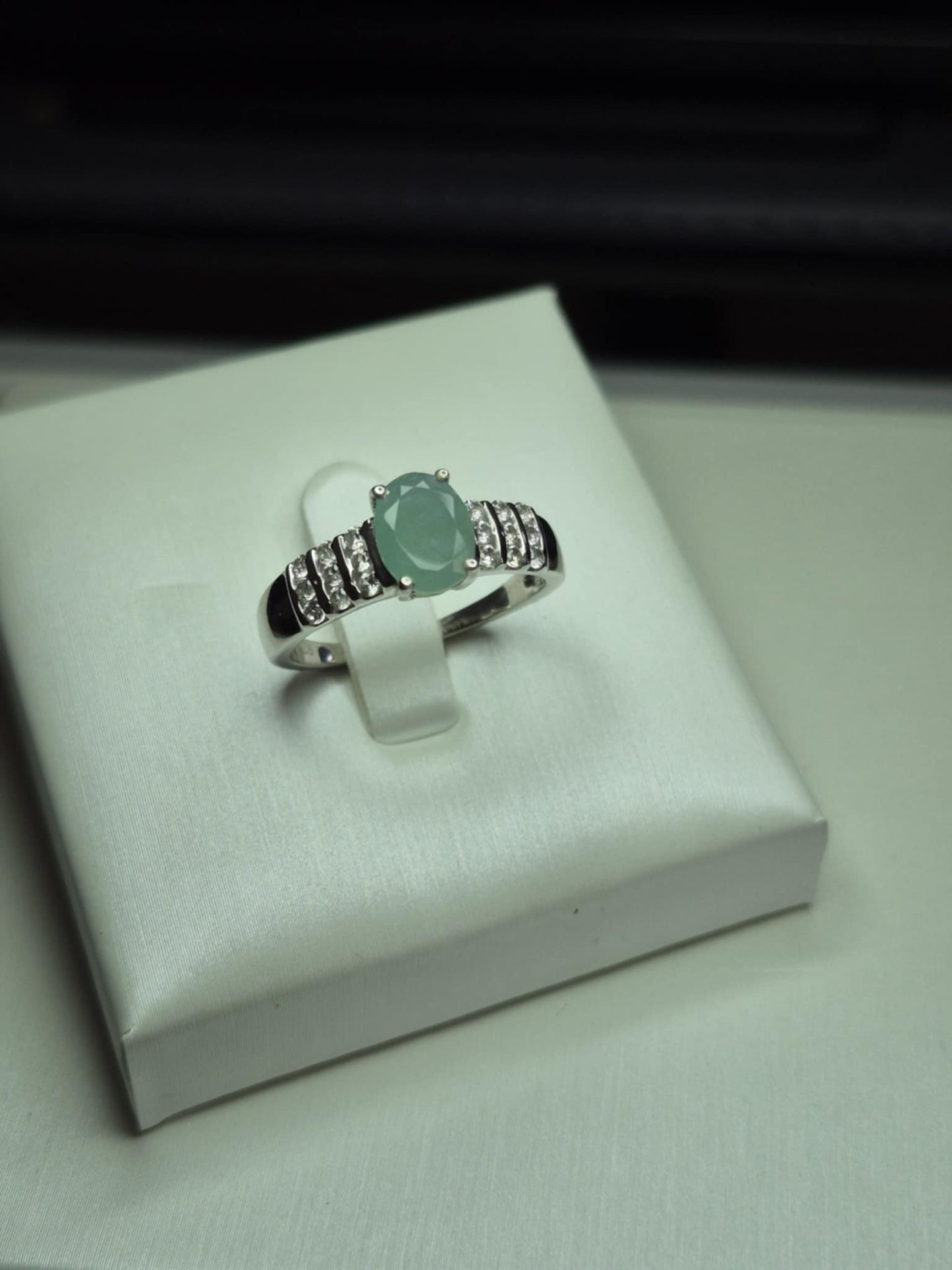 1.60ct Grandidierite & Natural Zircon Ring in Rhodium Overlay 925 Sterling Silver SIZE N