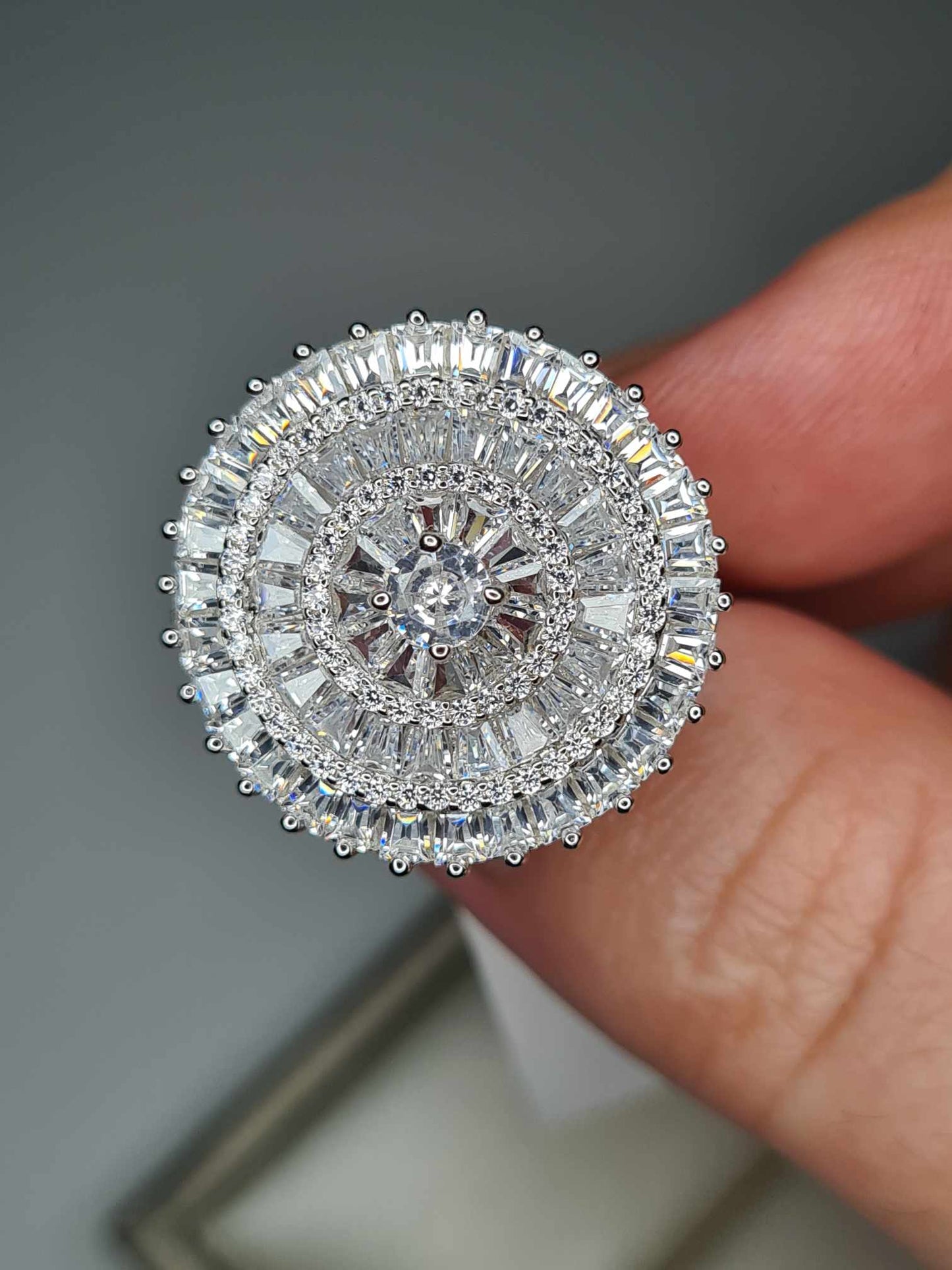 4.710ct Cubic Zirconia Cocktail Ring 925 Sterling Silver With Rhodium Overlay SIZE N