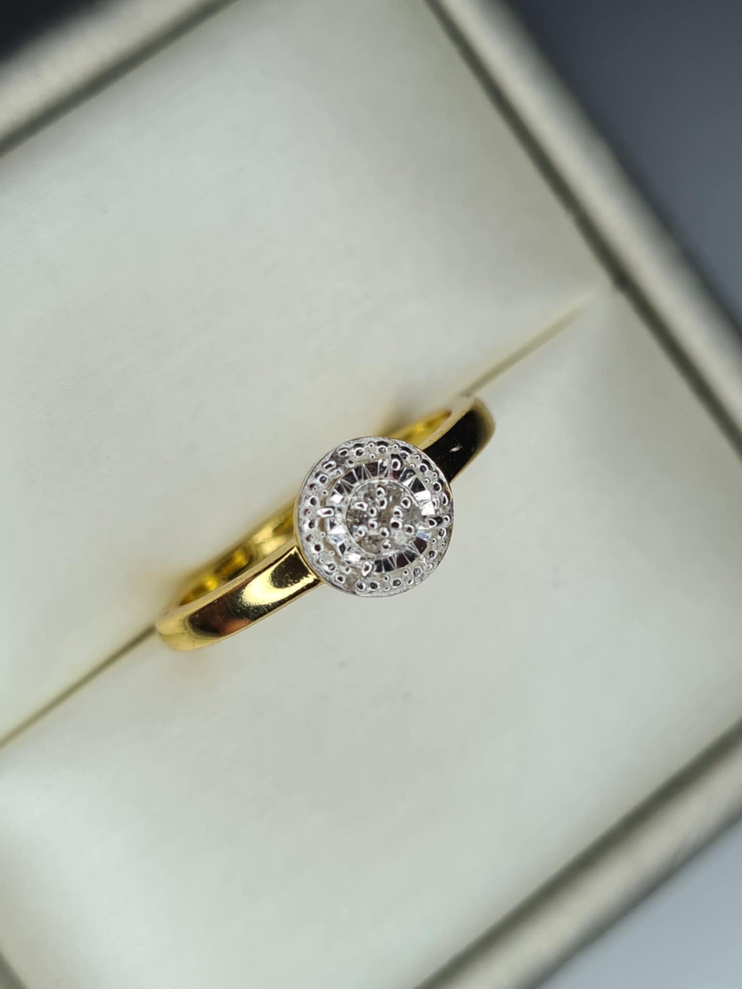 Natural White Diamond Ring in 18K Yellow Gold Overlay 925 Sterling Silver