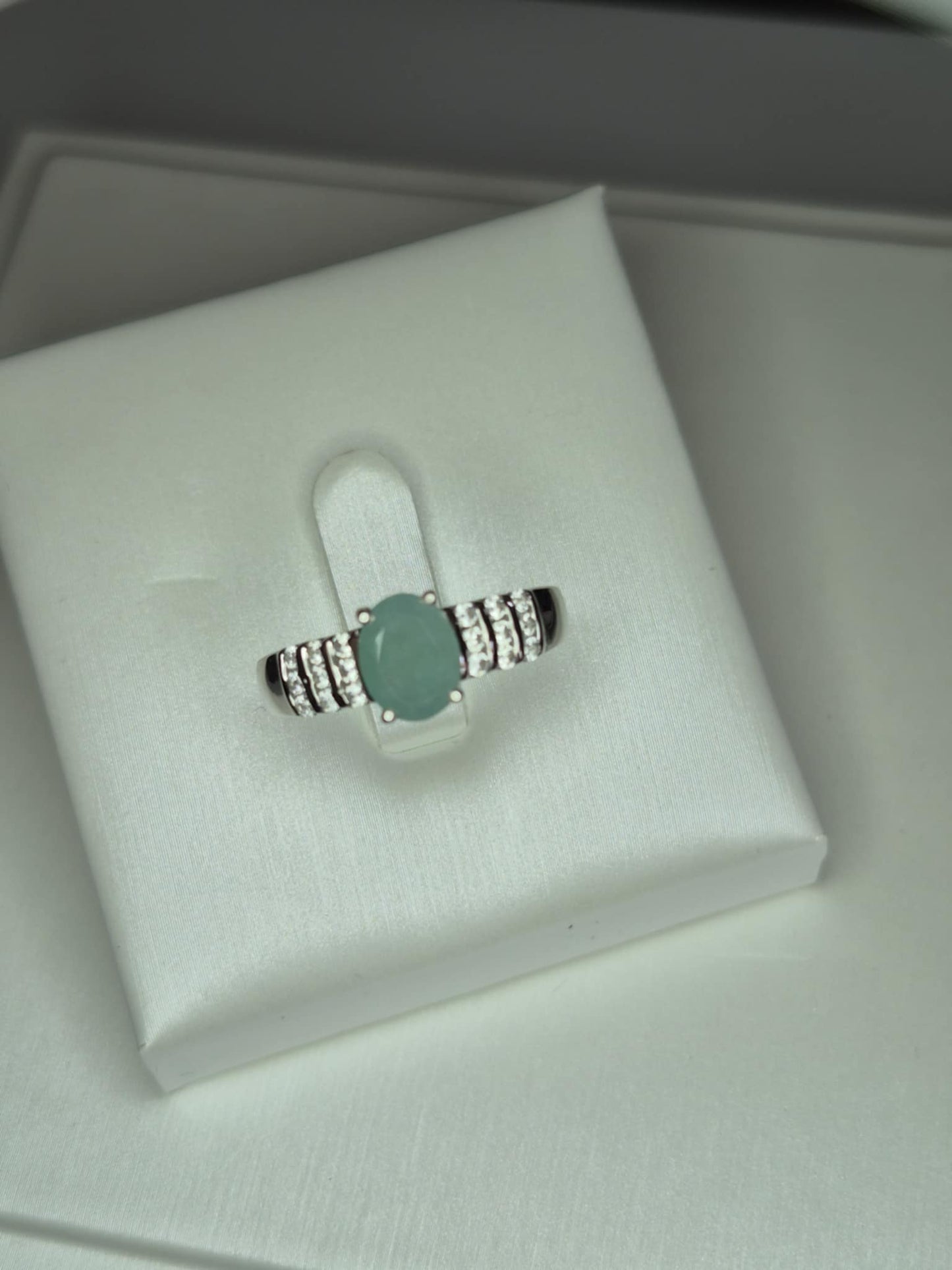 1.60ct Grandidierite & Natural Zircon Ring in Rhodium Overlay 925 Sterling Silver SIZE N
