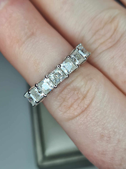 1.68ct Moissanite 7 Stone Ring in Platinum Overlay 925 Sterling Silver SIZE M