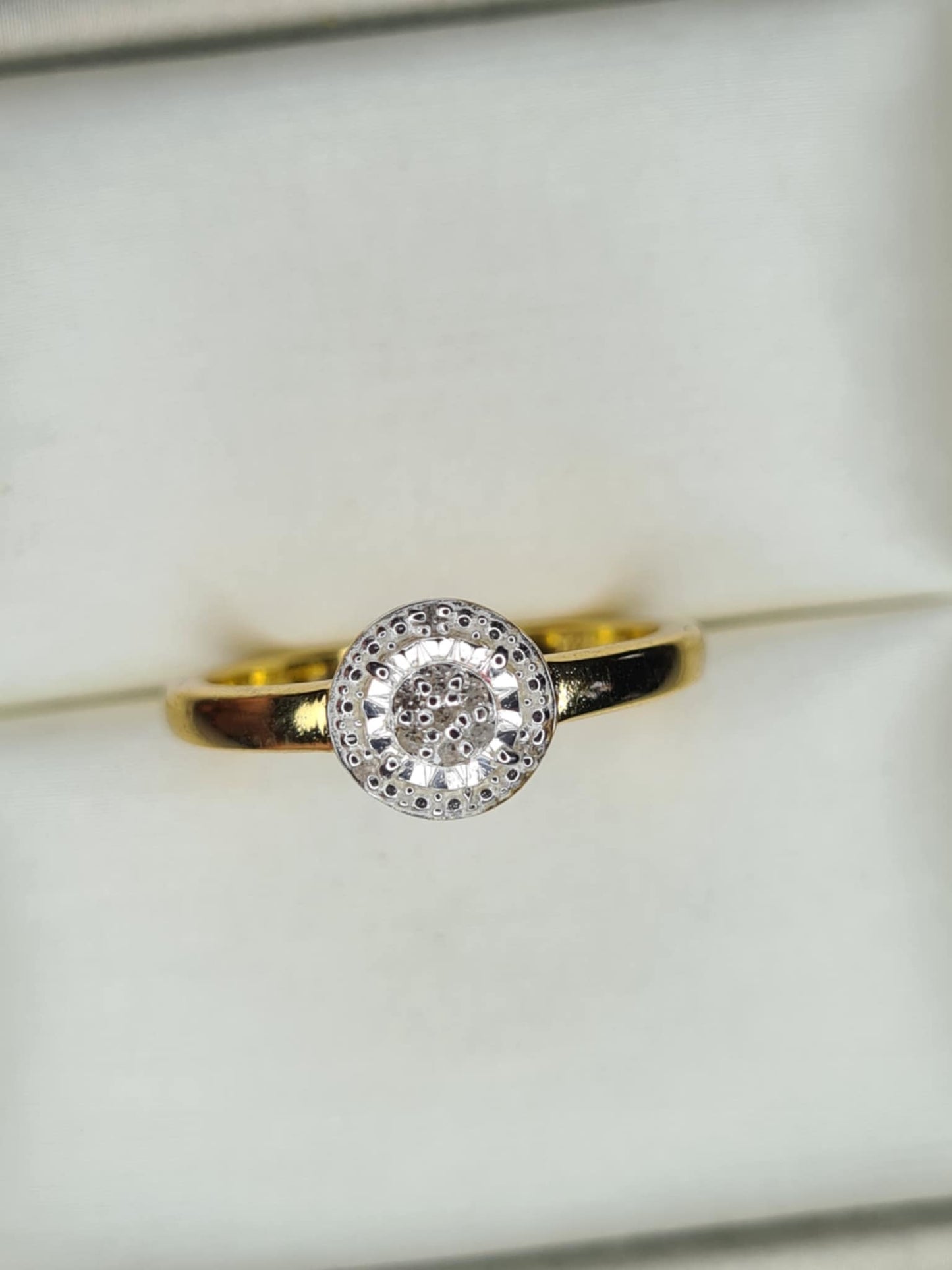 Natural White Diamond Ring in 18K Yellow Gold Overlay 925 Sterling Silver
