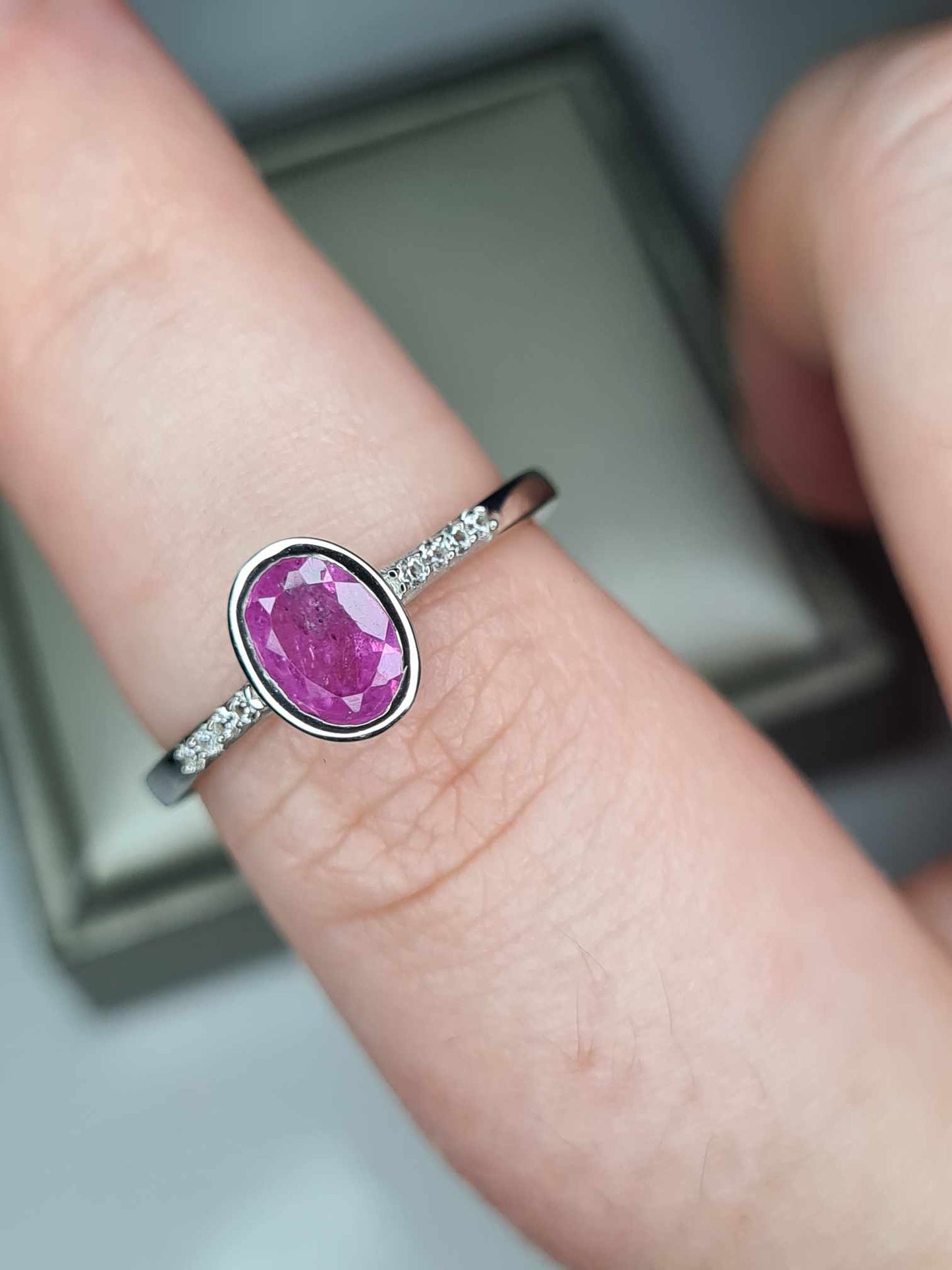 1.22ct Sapphire Natural Zircon Ring in Platinum Overlay 925 Sterling Silver SIZES L,O