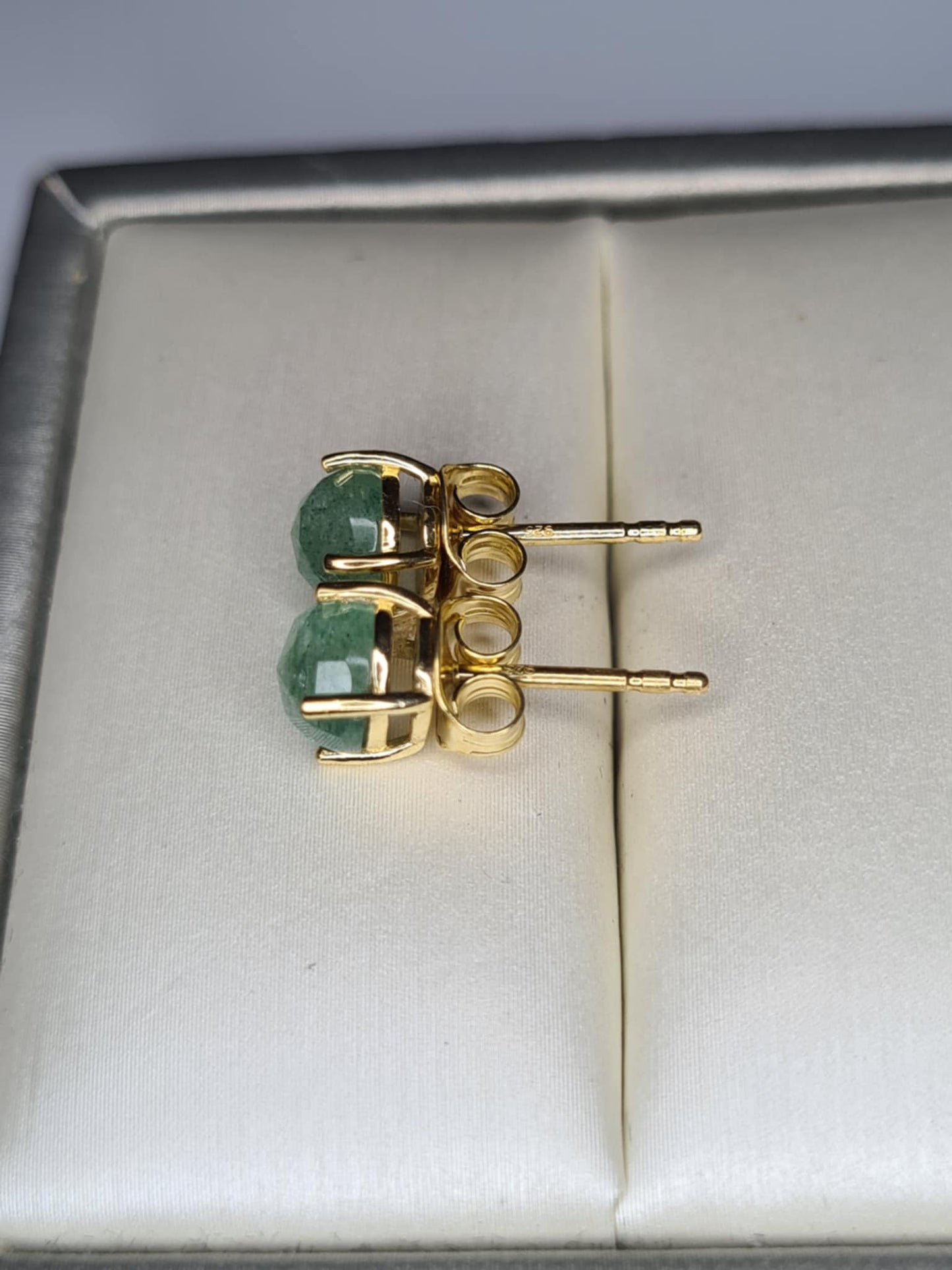 1.93ct Green Quartz Solitaire Stud Earrings in 9K Gold Overlay 925 Sterling Silver