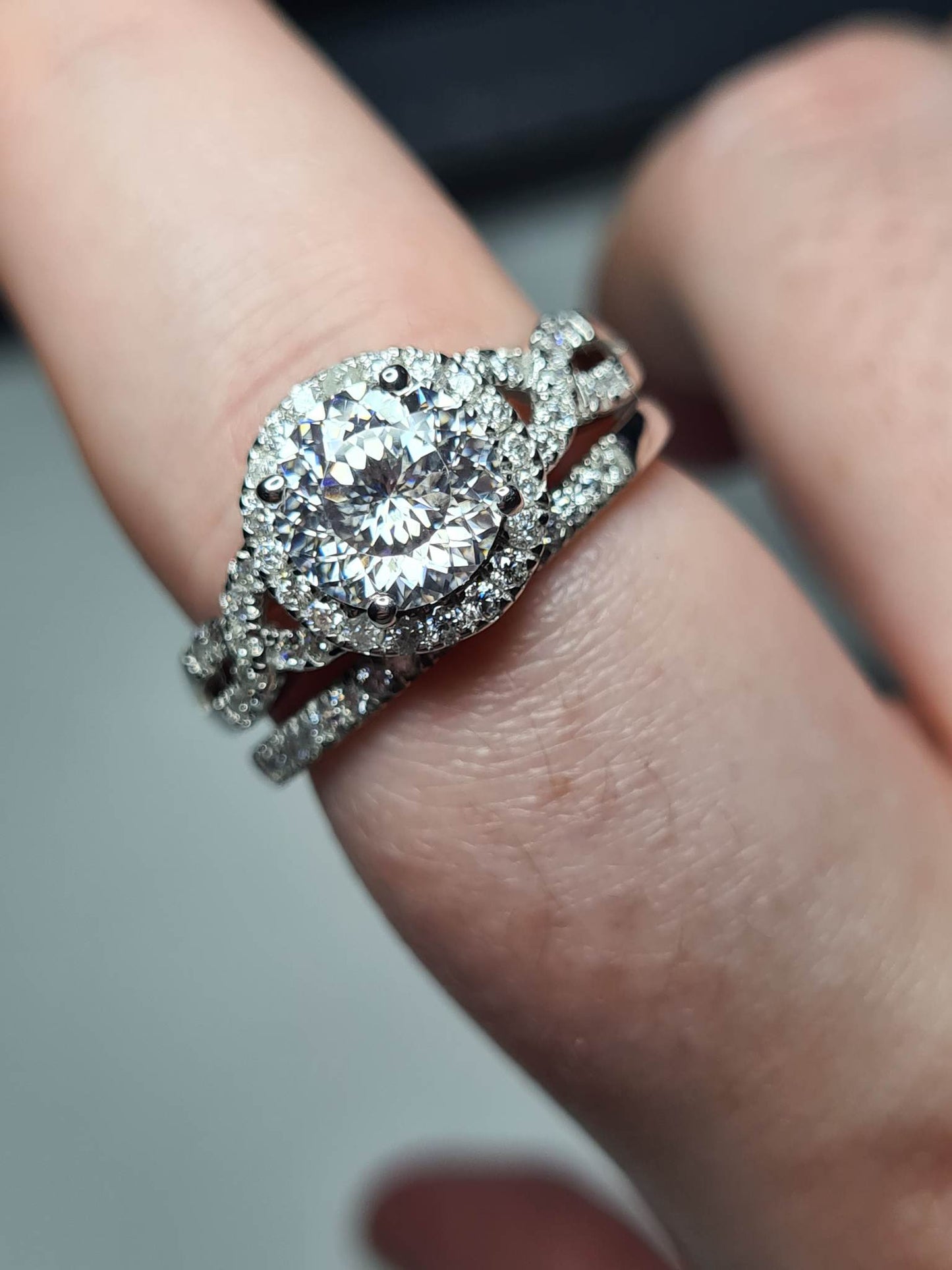 2 Piece Moissanite Stacker ring 925 sterling silver SIZE R