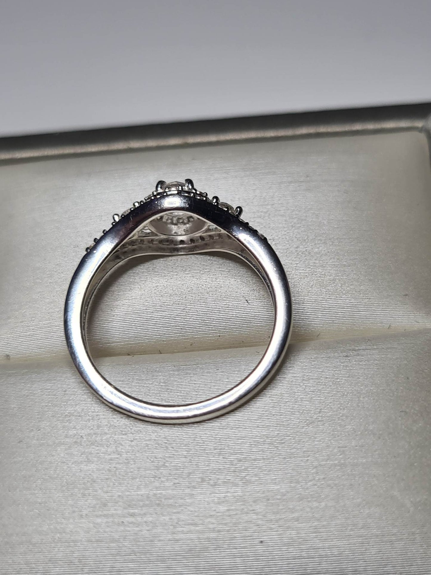 1ct Simulated Diamond Cluster Ring 925 Sterling Silver SIZE K