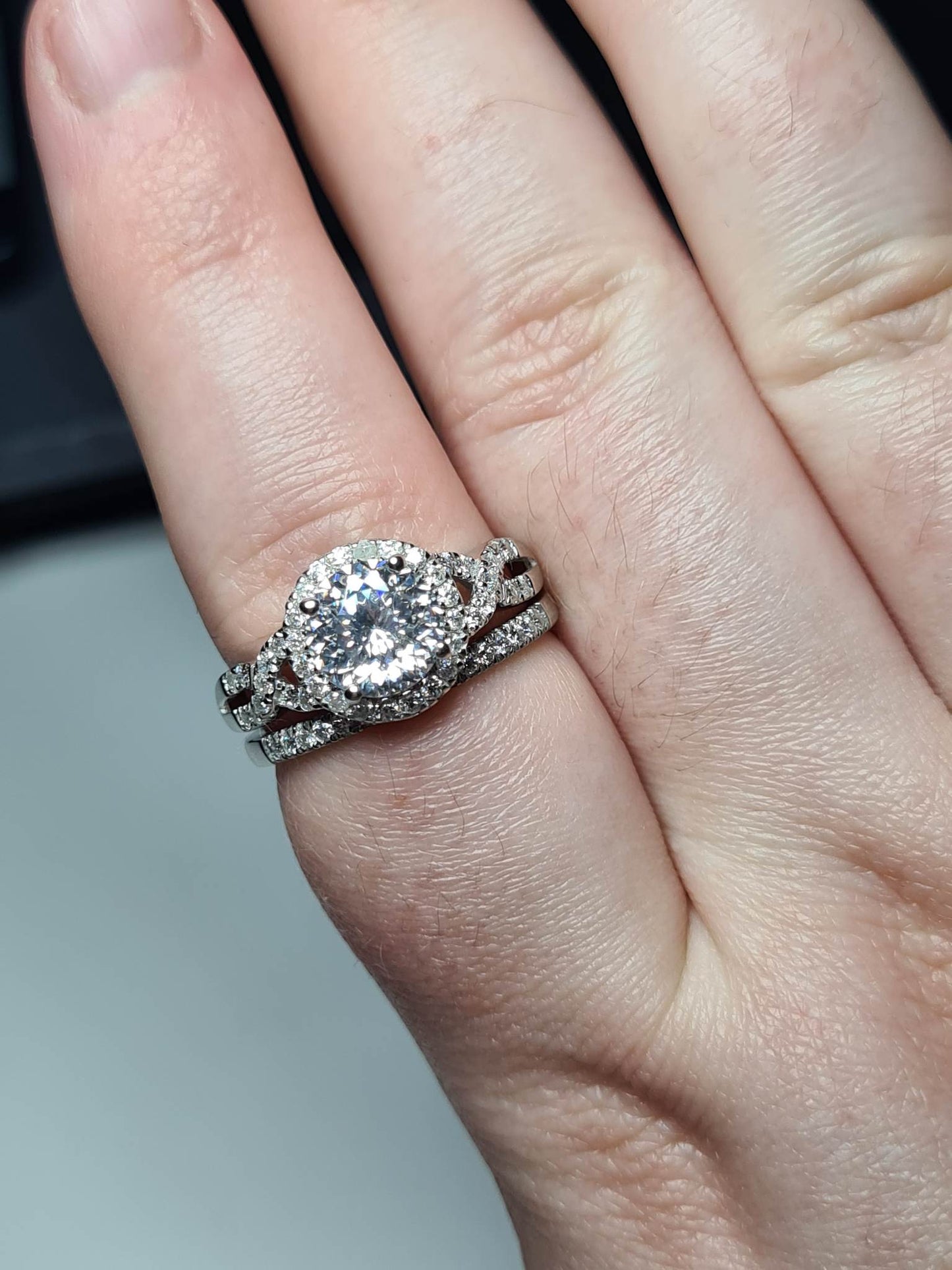 2 Piece Moissanite Stacker ring 925 sterling silver SIZE R