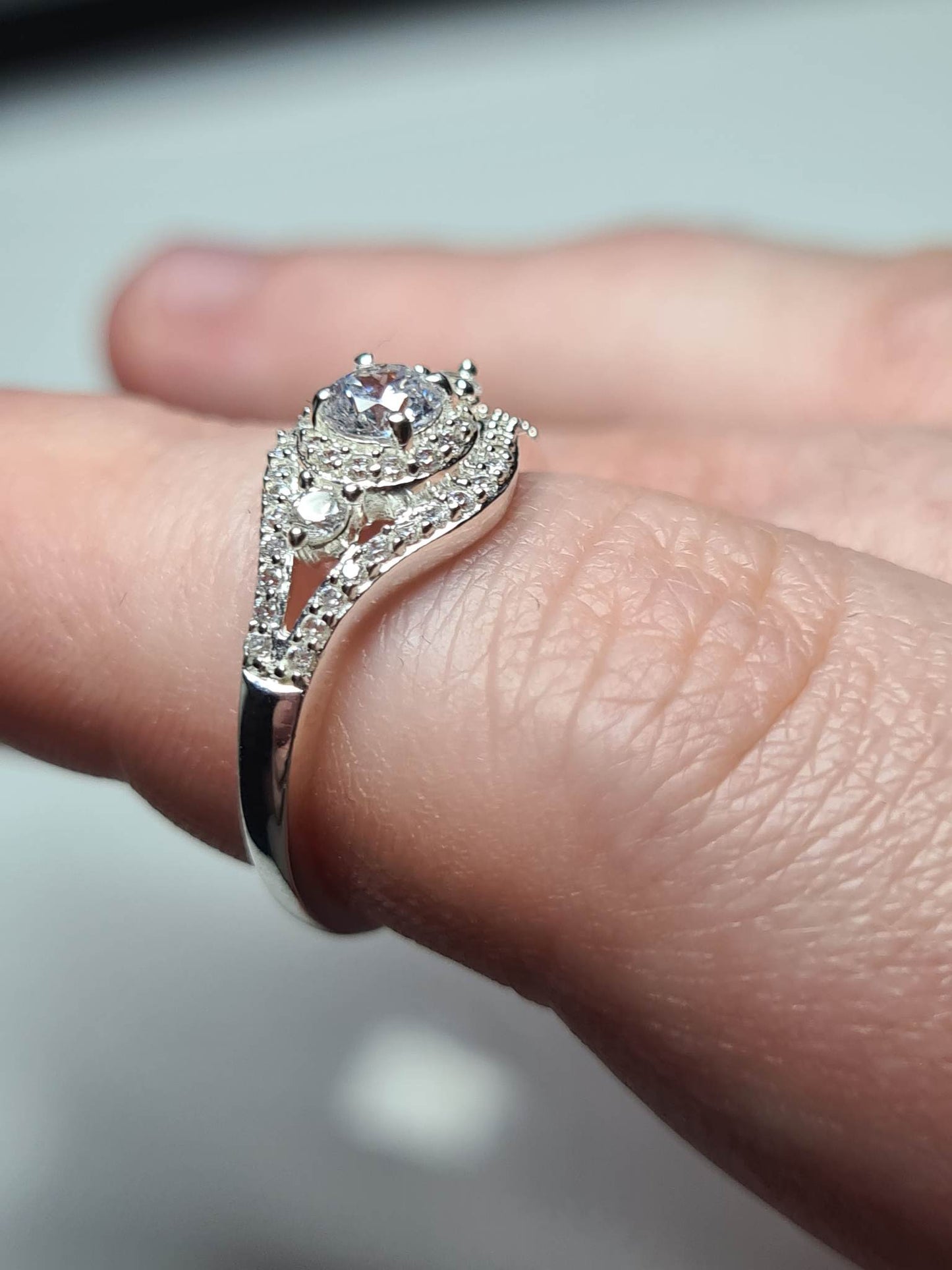 1ct Simulated Diamond Cluster Ring 925 Sterling Silver SIZE K