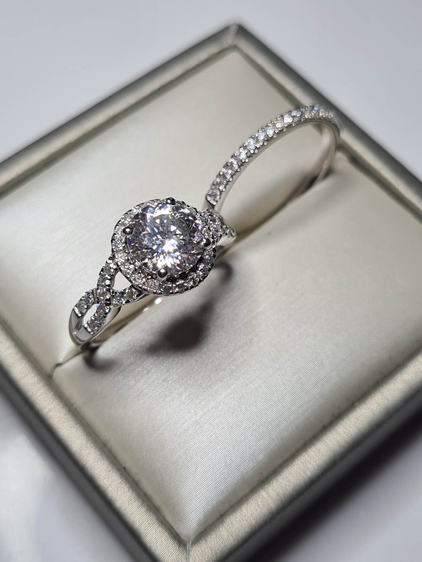 2 Piece Moissanite Stacker ring 925 sterling silver SIZE R