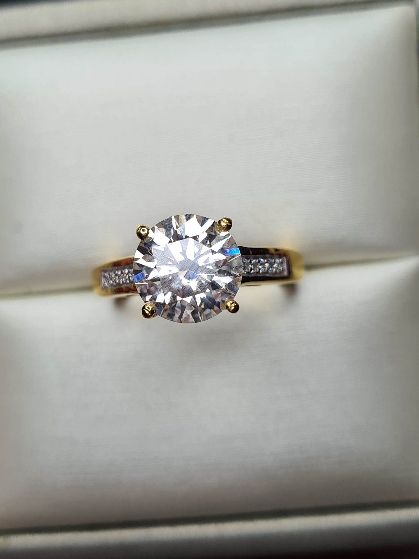 2.61ct Moissanite Ring 18k Gold 925 Sterling Silver SIZE N