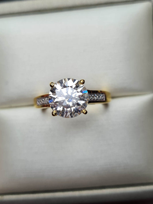 2.61ct Moissanite Ring 18k Gold 925 Sterling Silver SIZE N