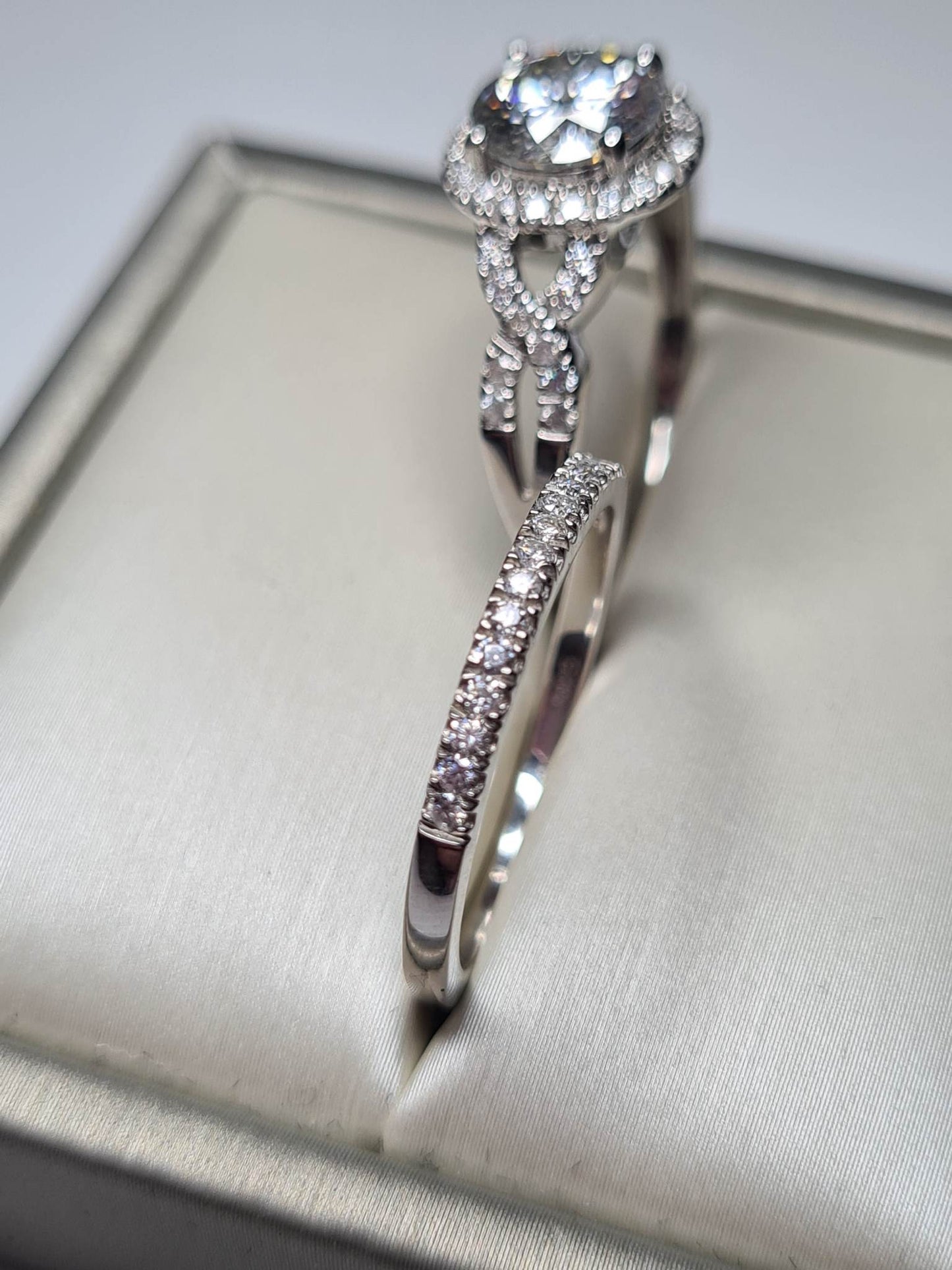 2 Piece Moissanite Stacker ring 925 sterling silver SIZE R