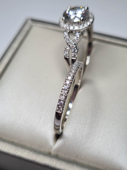 2 Piece Moissanite Stacker ring 925 sterling silver SIZE R