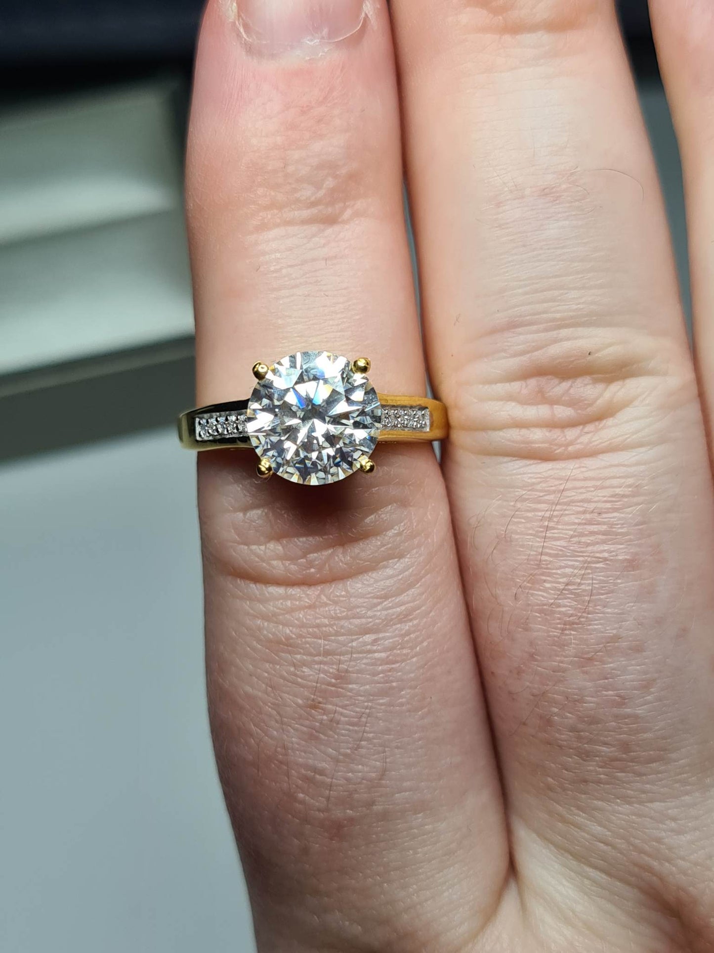 2.61ct Moissanite Ring 18k Gold 925 Sterling Silver SIZE N