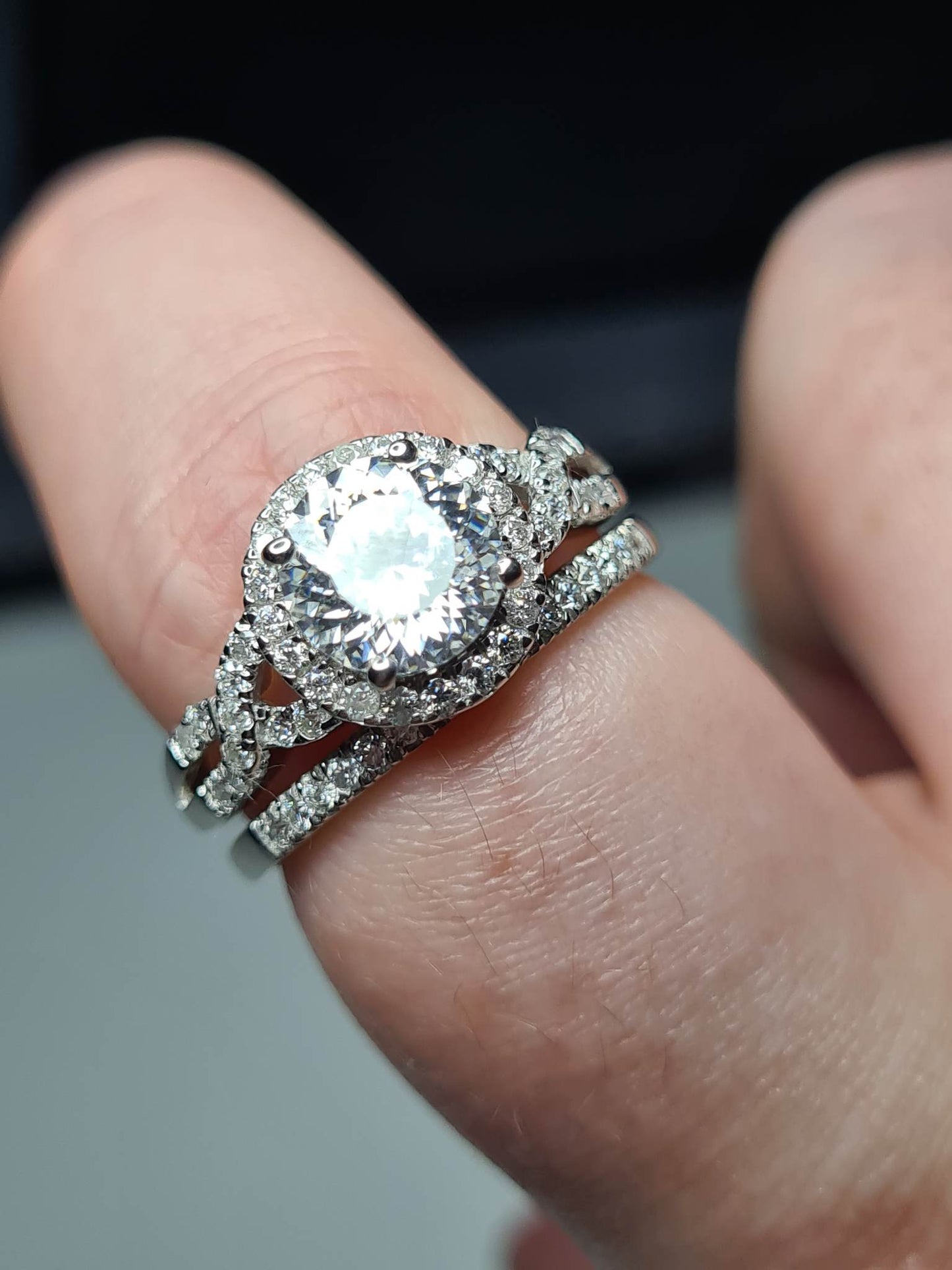 2 Piece Moissanite Stacker ring 925 sterling silver SIZE R