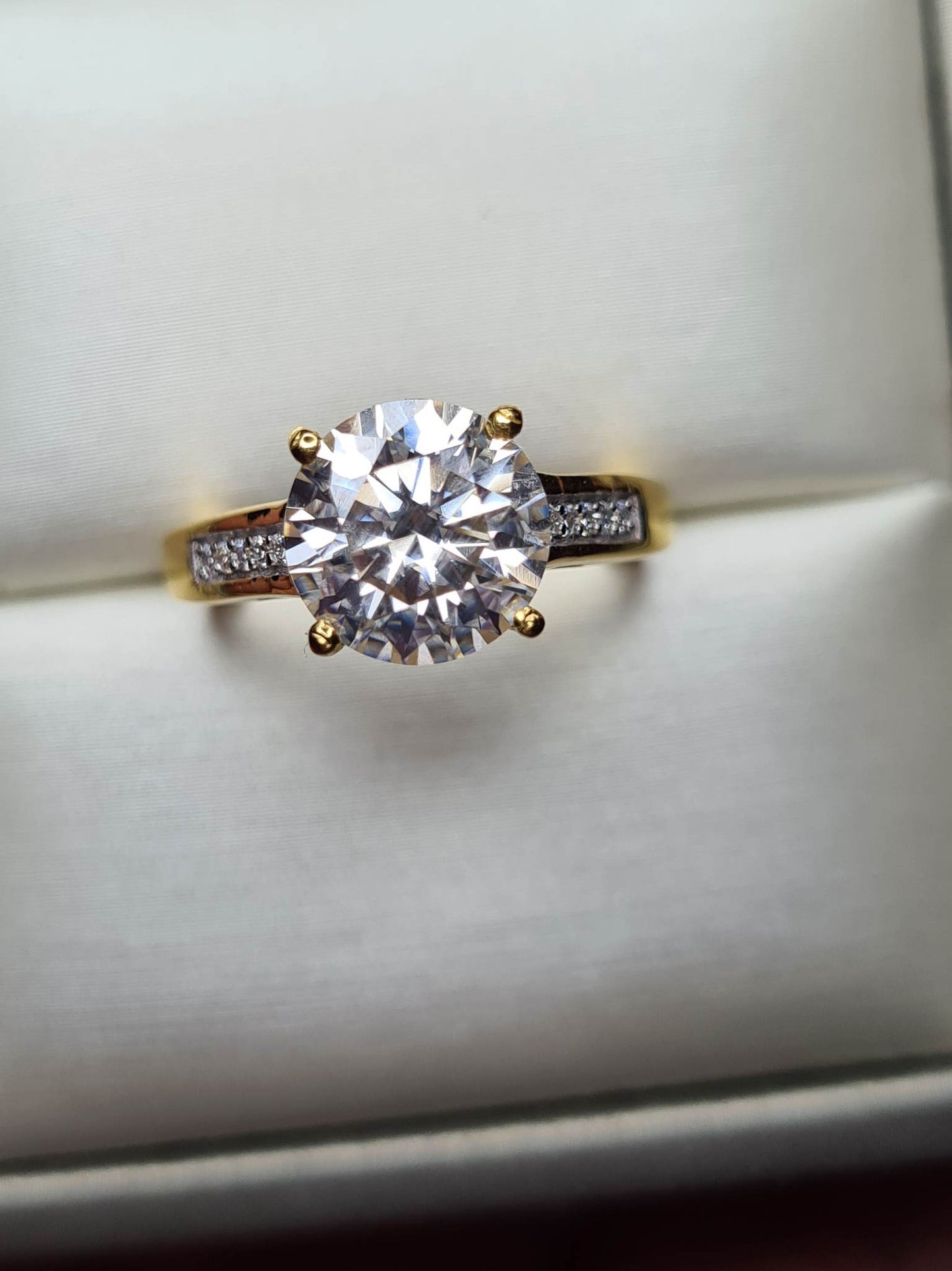 2.61ct Moissanite Ring 18k Gold 925 Sterling Silver SIZE N