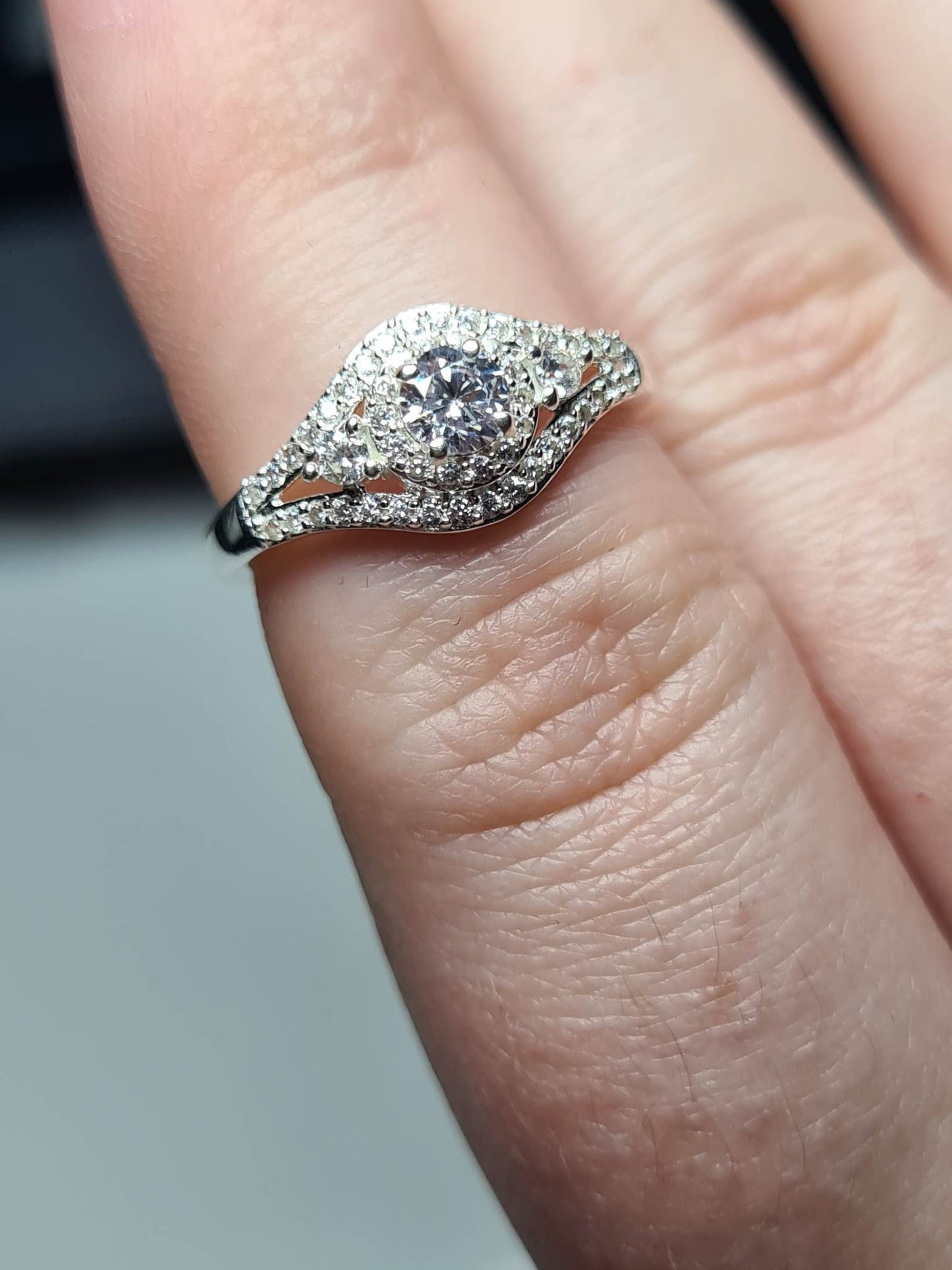 1ct Simulated Diamond Cluster Ring 925 Sterling Silver SIZE K