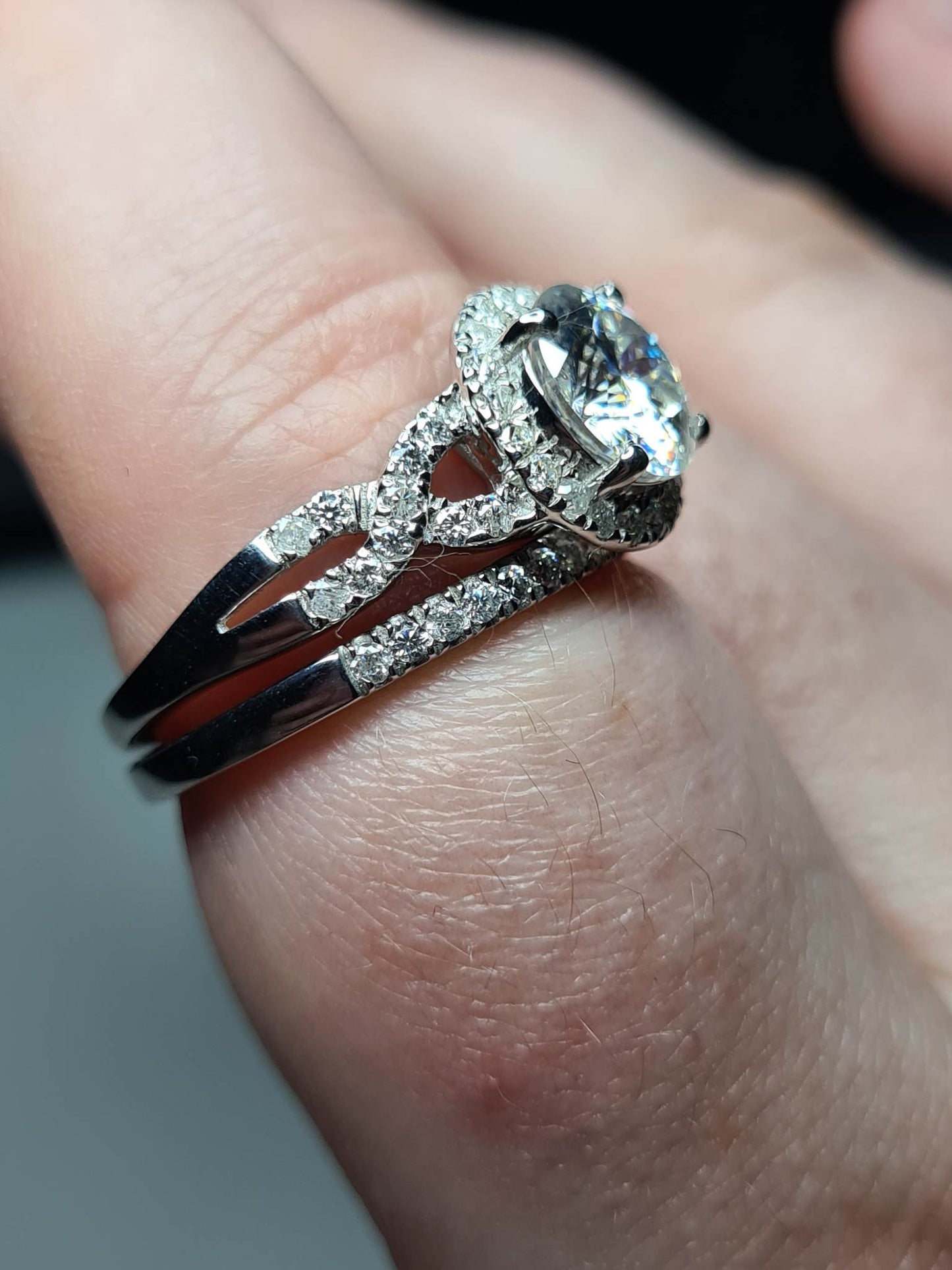 2 Piece Moissanite Stacker ring 925 sterling silver SIZE R