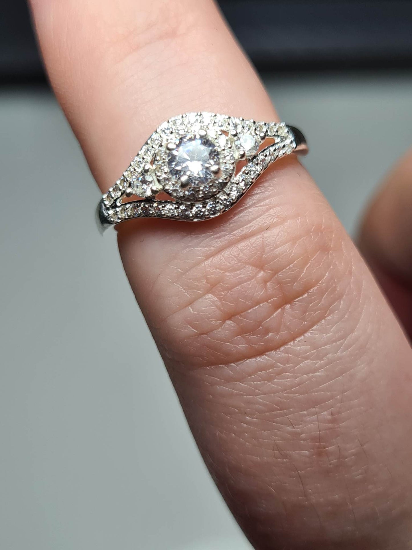 1ct Simulated Diamond Cluster Ring 925 Sterling Silver SIZE K