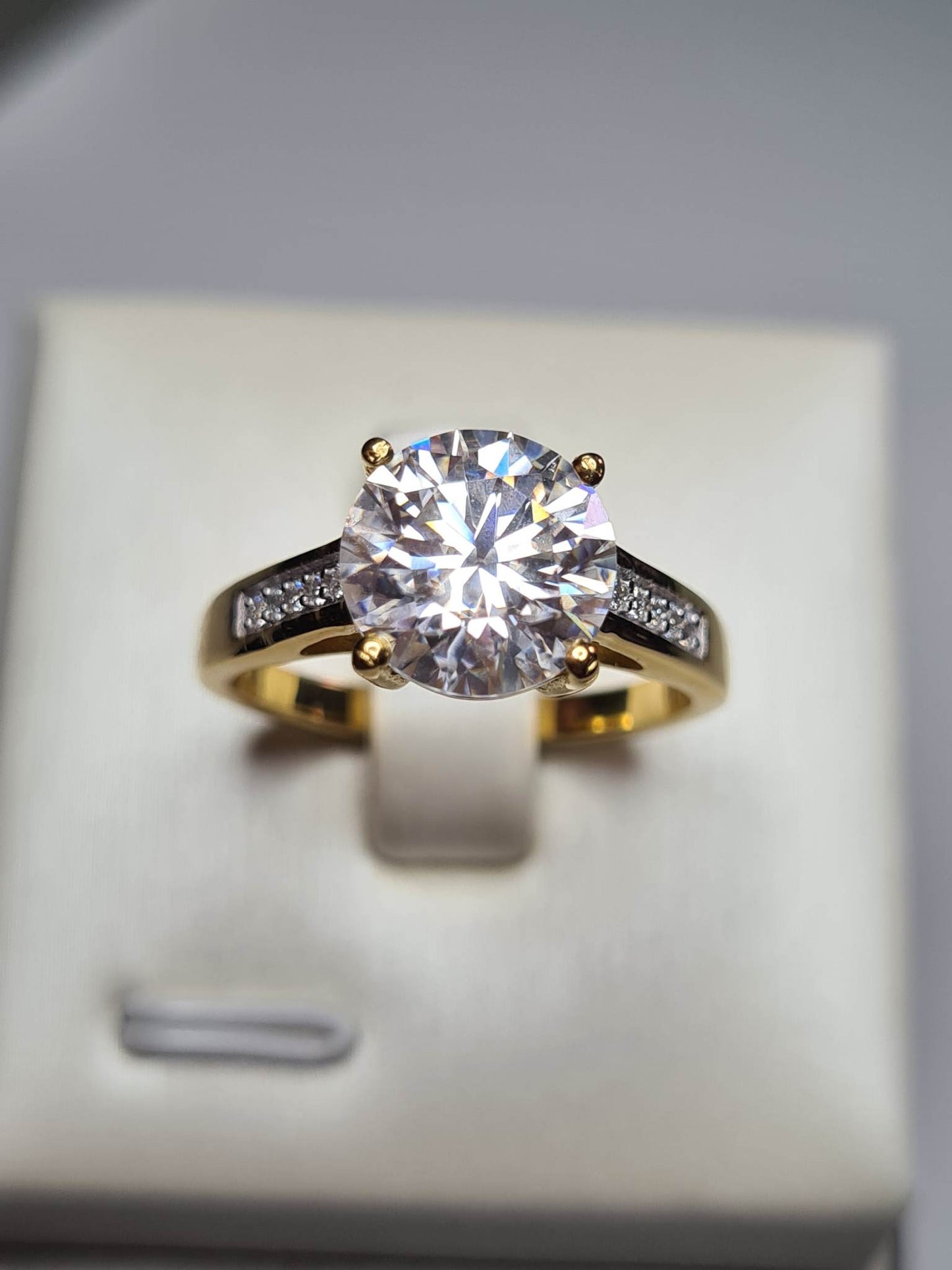 2.61ct Moissanite Ring 18k Gold 925 Sterling Silver SIZE N