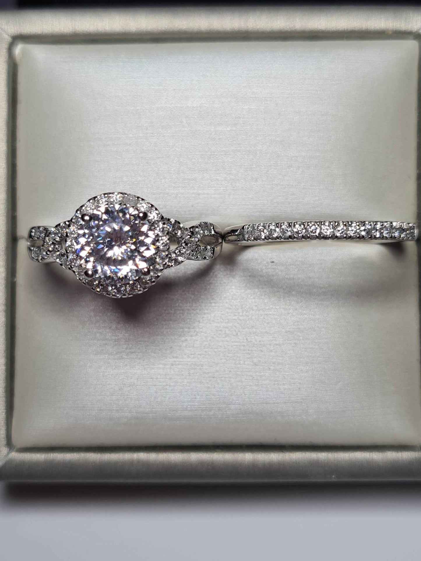 2 Piece Moissanite Stacker ring 925 sterling silver SIZE R